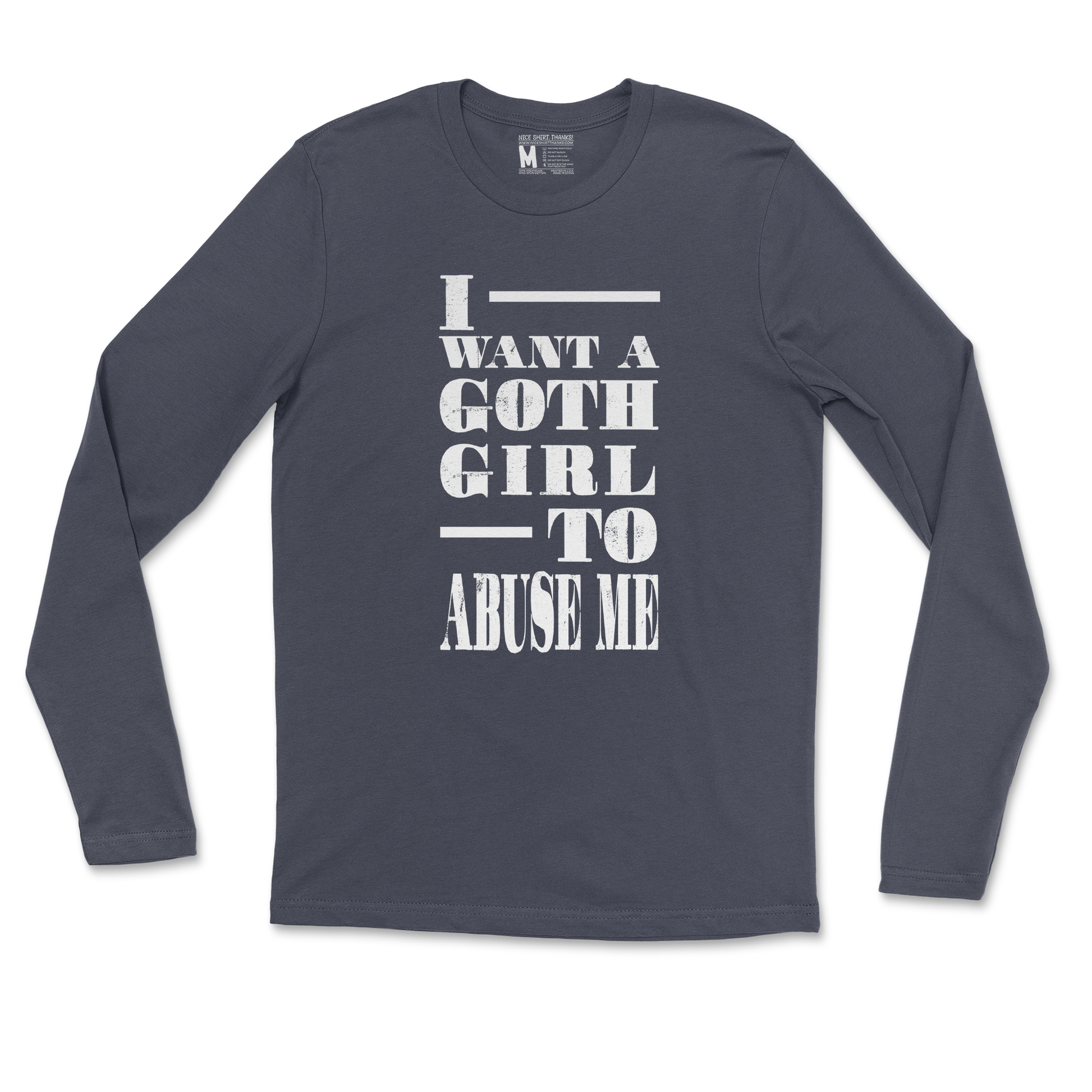 Gildan SoftStyle Long Sleeve I Want A Goth GF in Navy