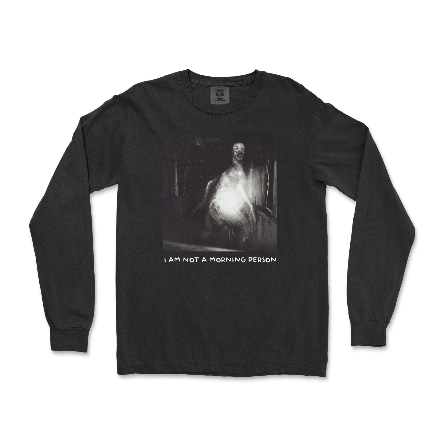 Comfort Colors Long Sleeve Not A Morning Person in Black