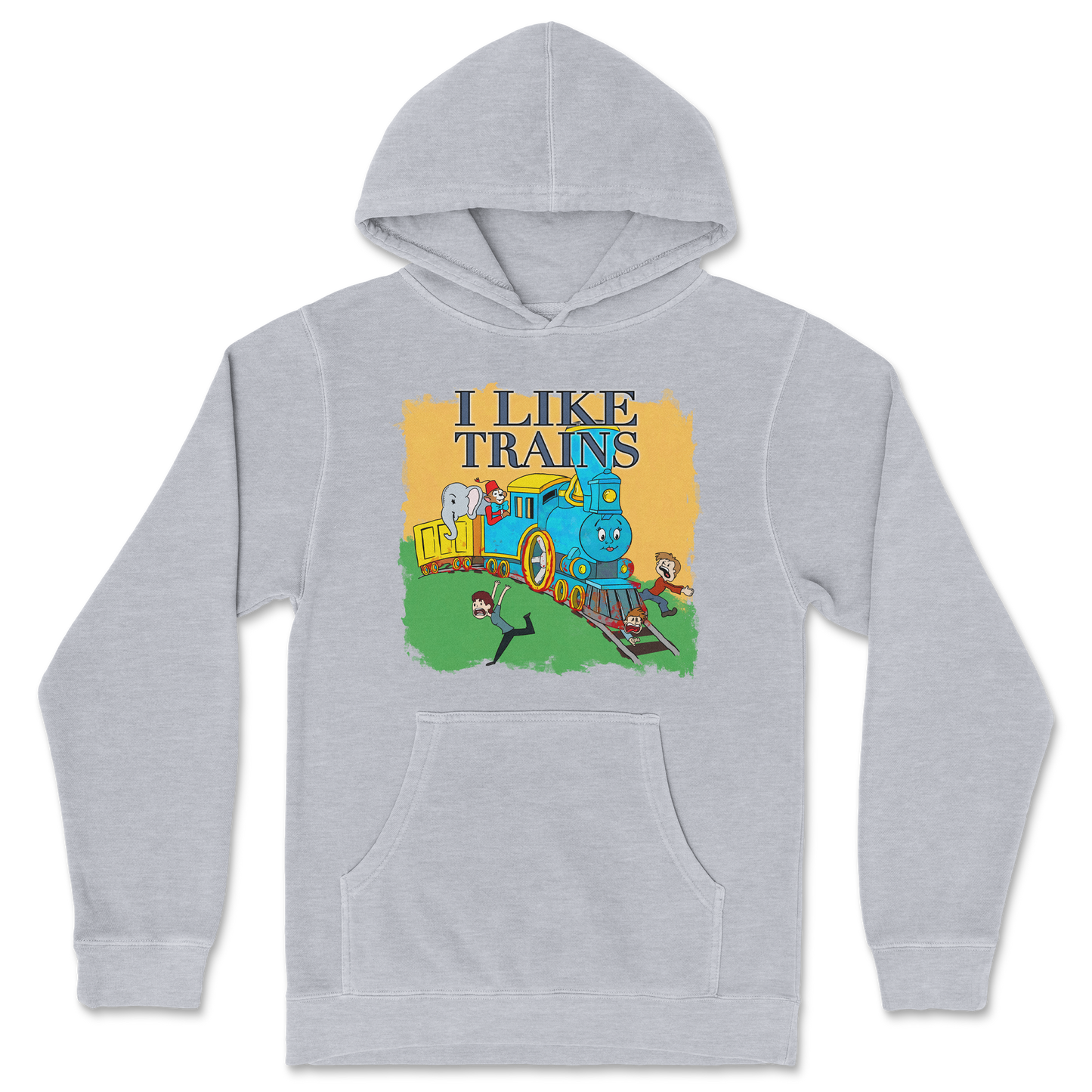 Independent Clothing Co. Hoodie I Like Trains in Grey Heather