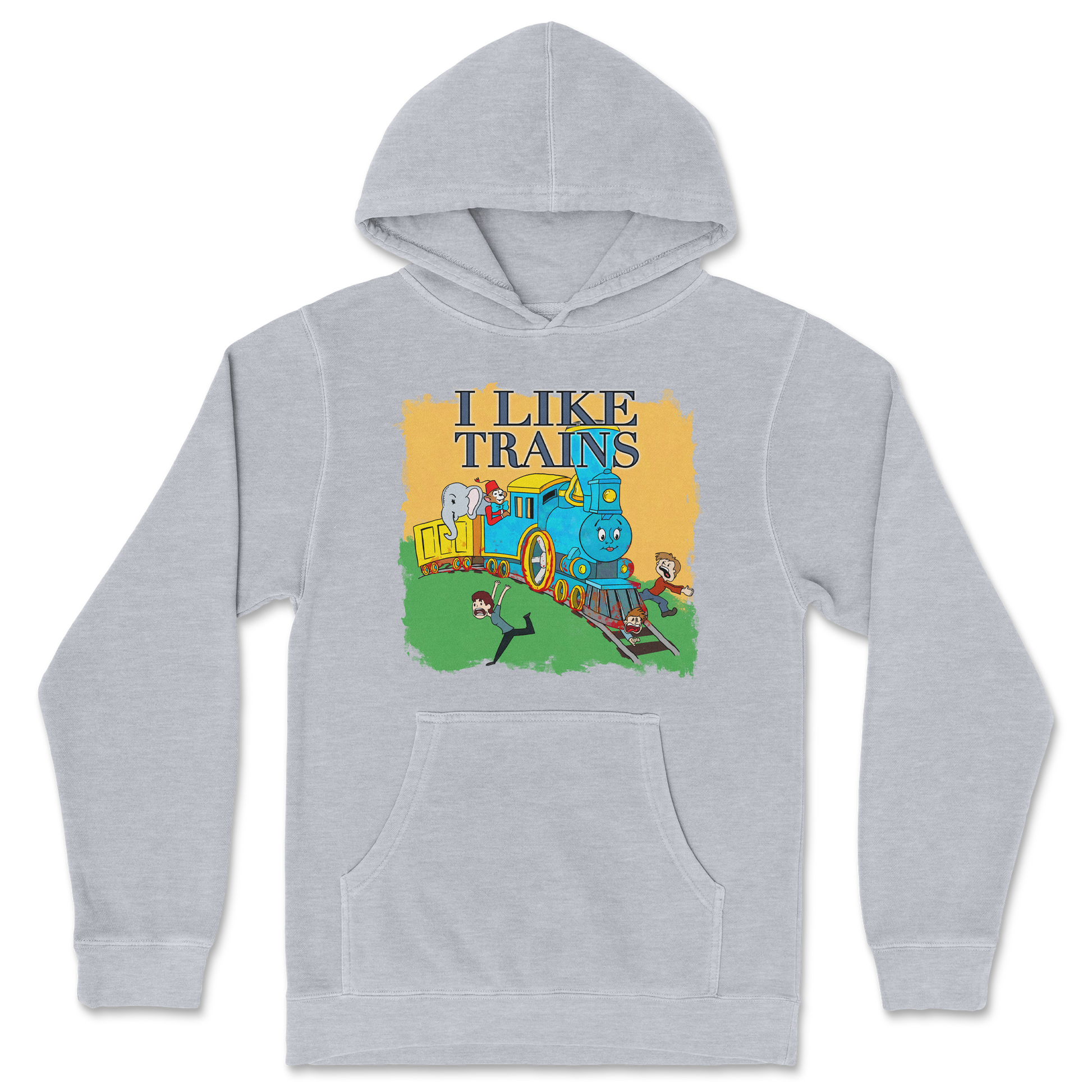 Independent Clothing Co. Hoodie I Like Trains in Grey Heather