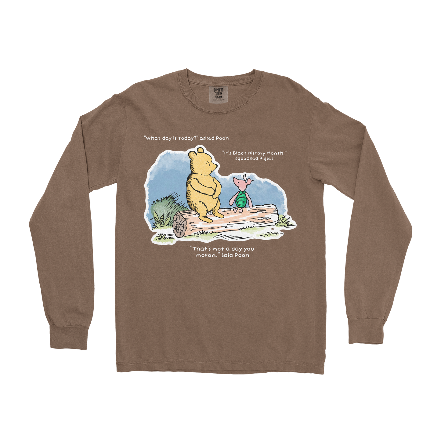 Comfort Colors Long Sleeve Winnie the Pooh in Espresso