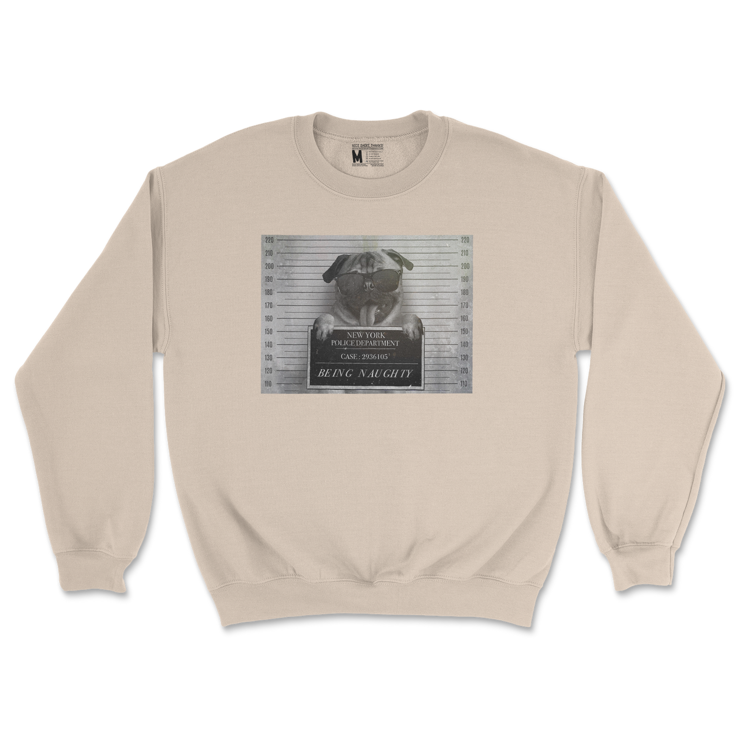 Gildan SoftStyle Crew Neck Naughty Pug in Sand
