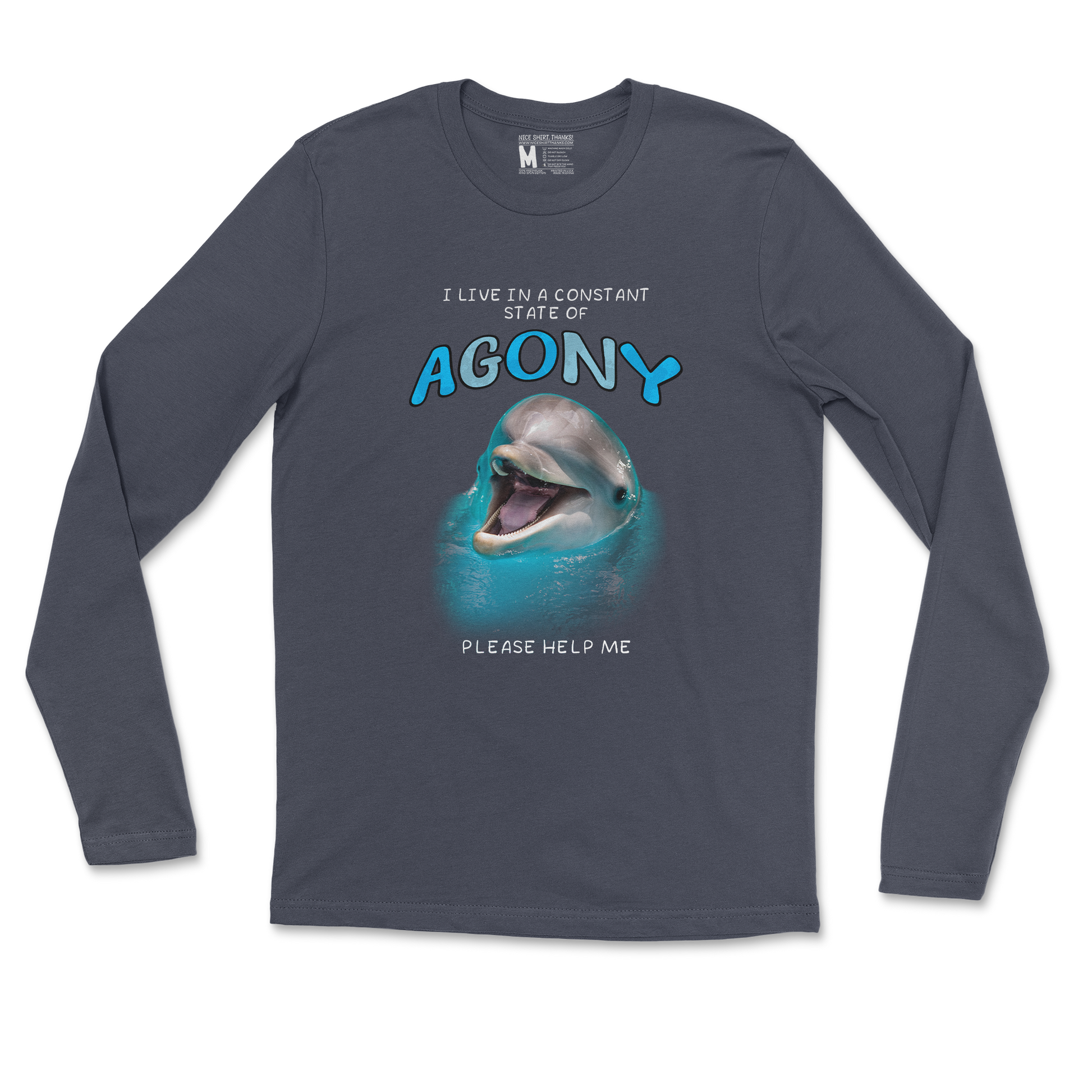 Gildan SoftStyle Long Sleeve Agony Dolphin in Navy