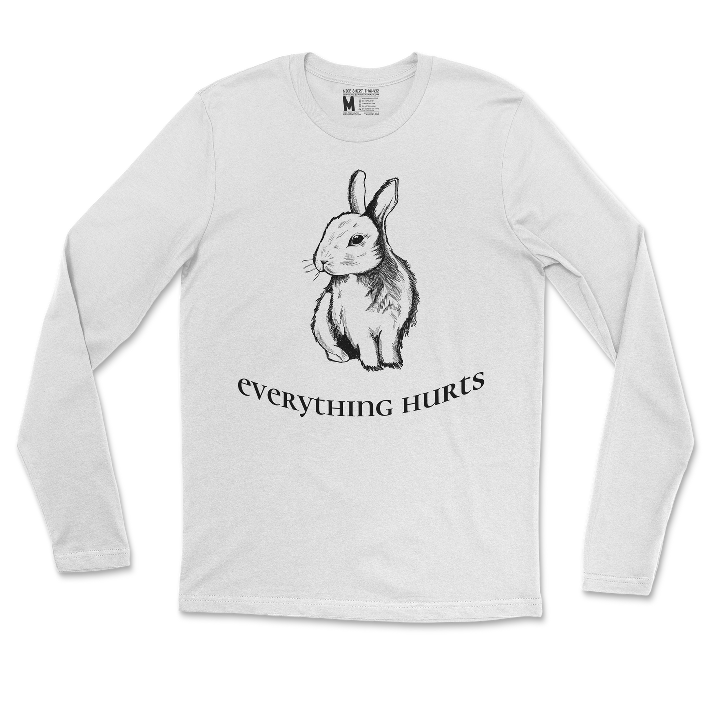 Gildan SoftStyle Long Sleeve Everything Hurts in White