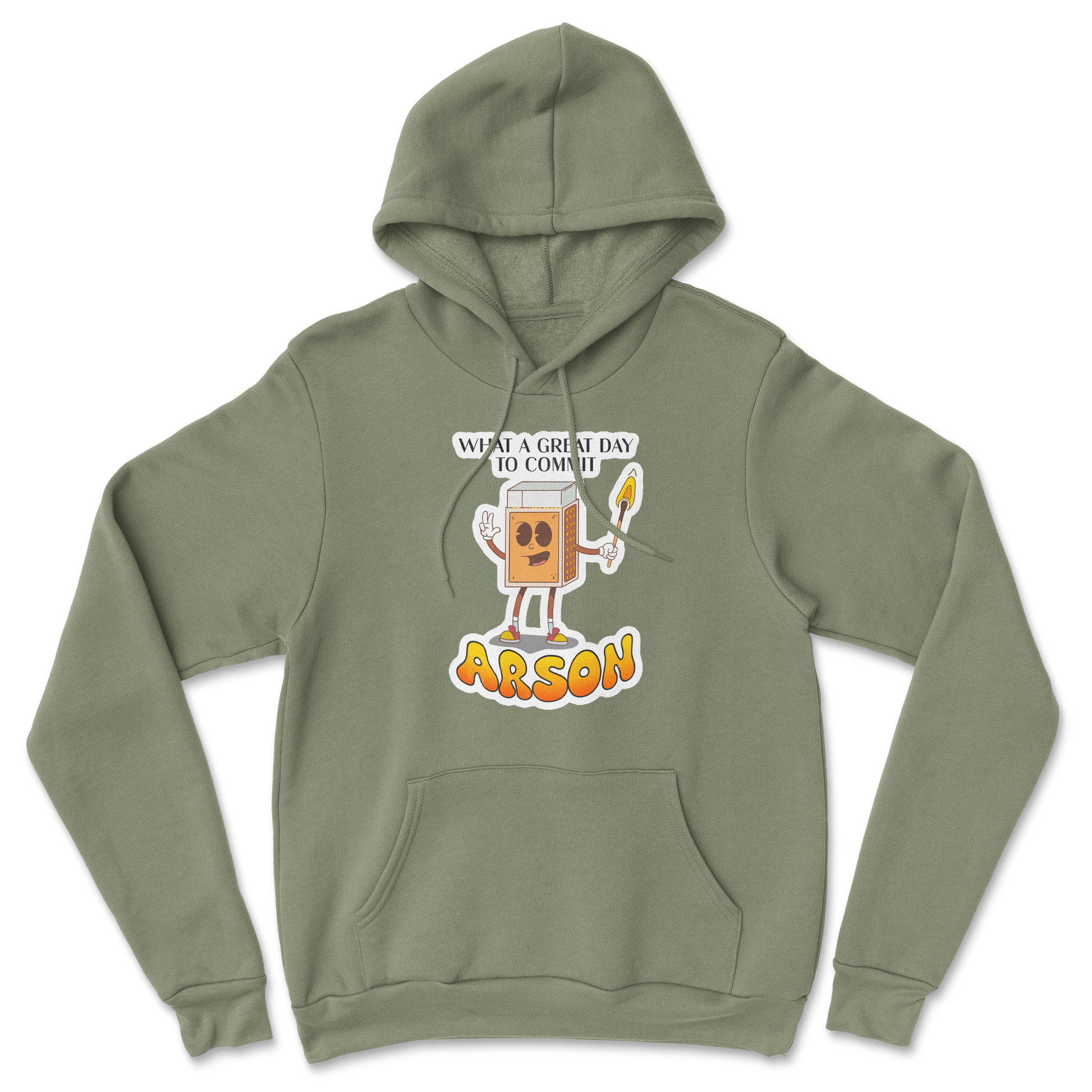 Heavy Blend Hoodie Commit Arson in Military Green