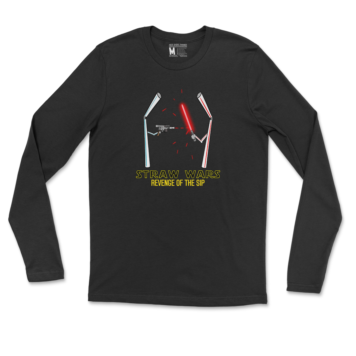 Gildan SoftStyle Long Sleeve Straw Wars in Black