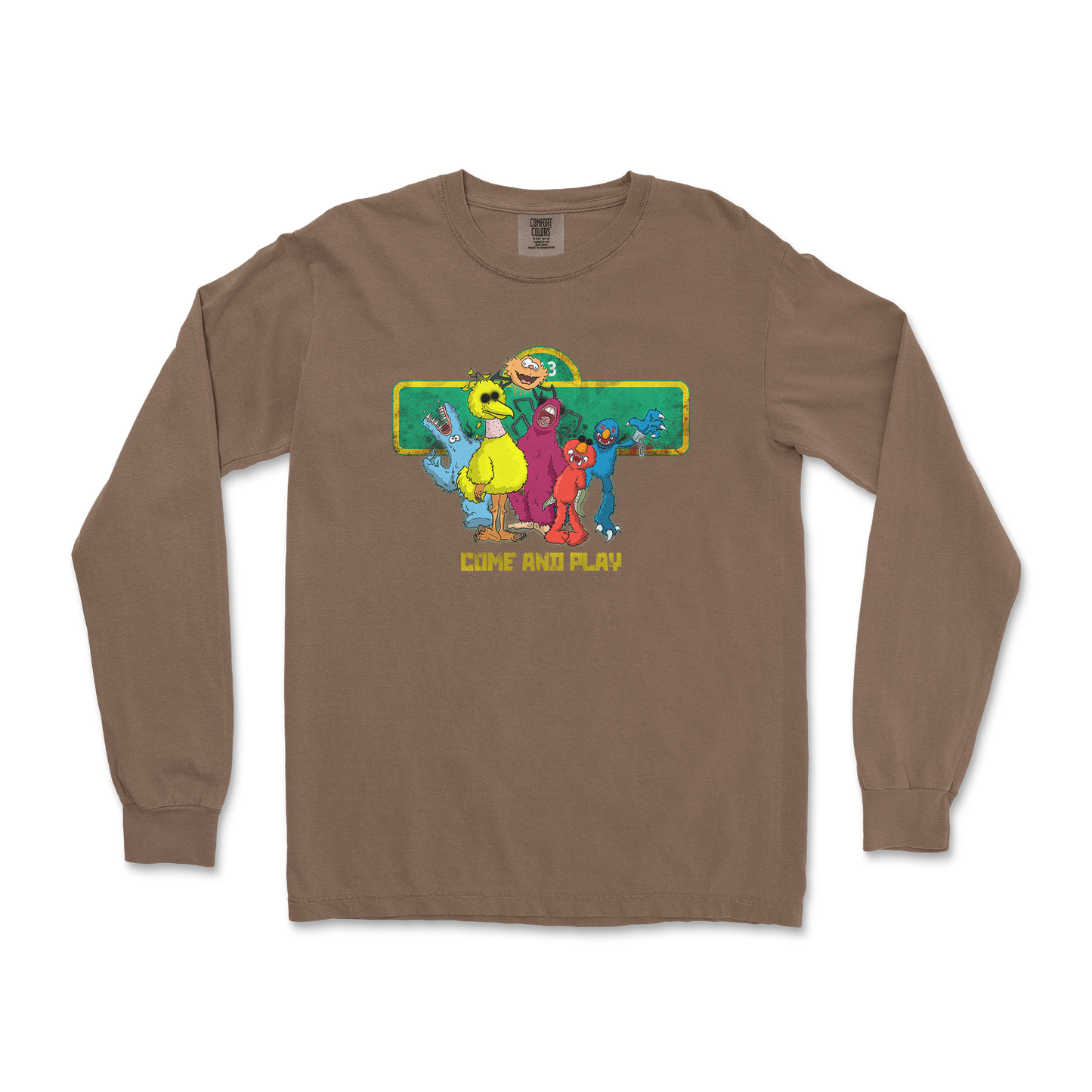 Comfort Colors Long Sleeve Cursed Sesame Street in Espresso