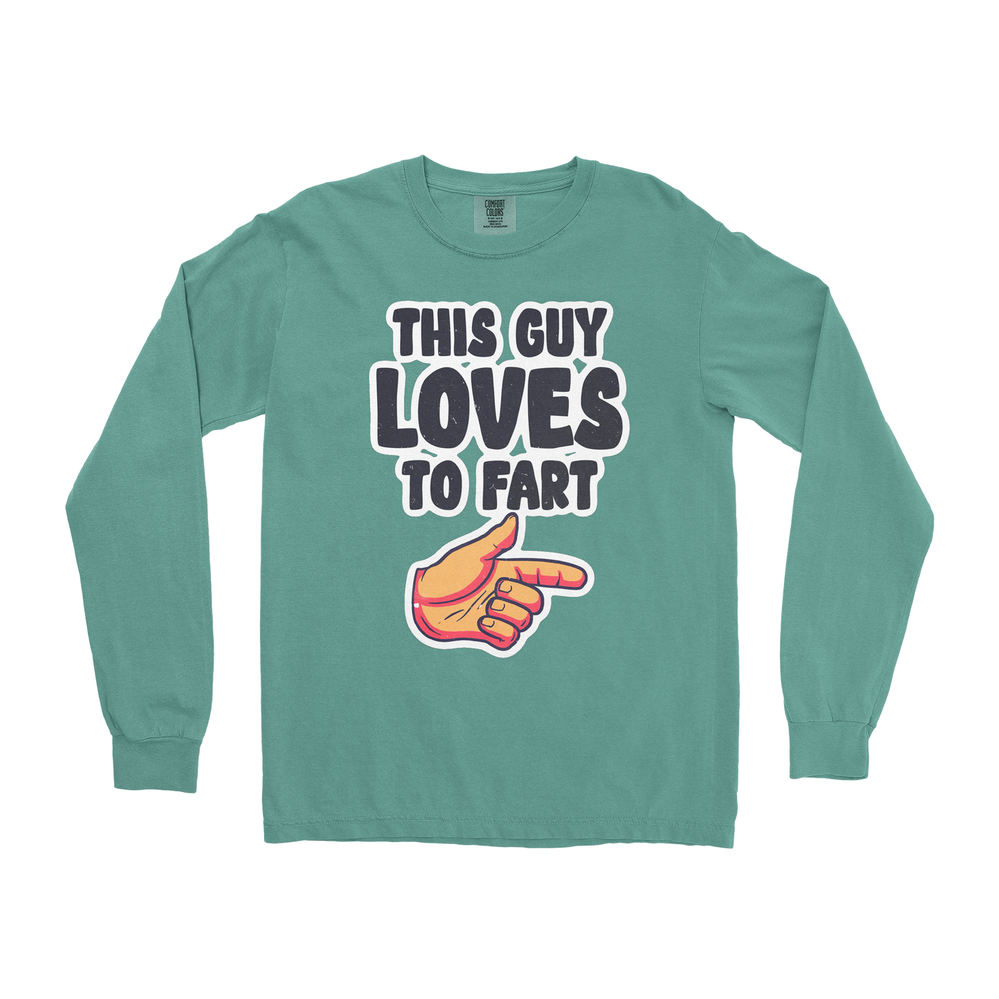 Comfort Colors Long Sleeve Who Farted in Light-Green