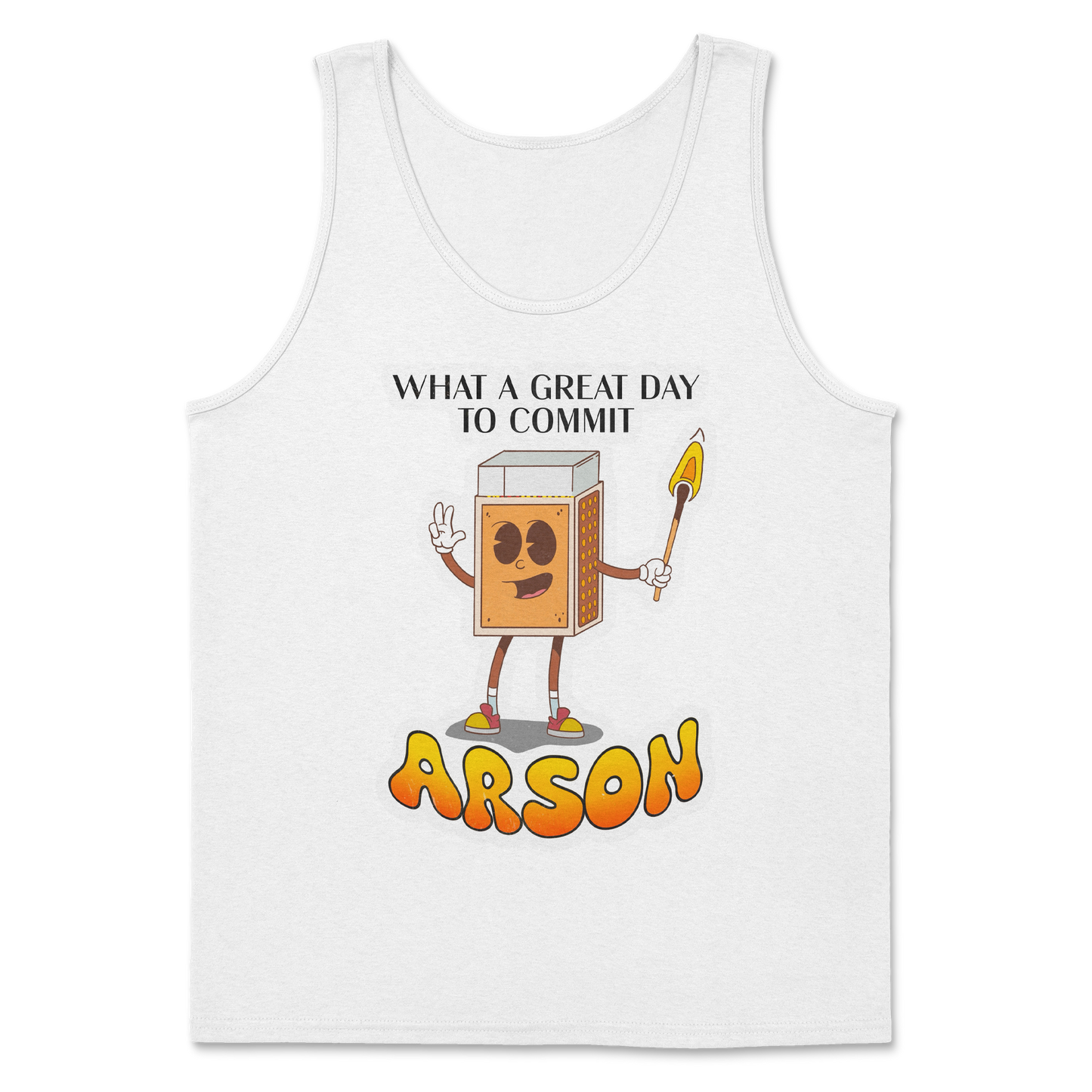 Heavy Blend Tank Top Commit Arson in White