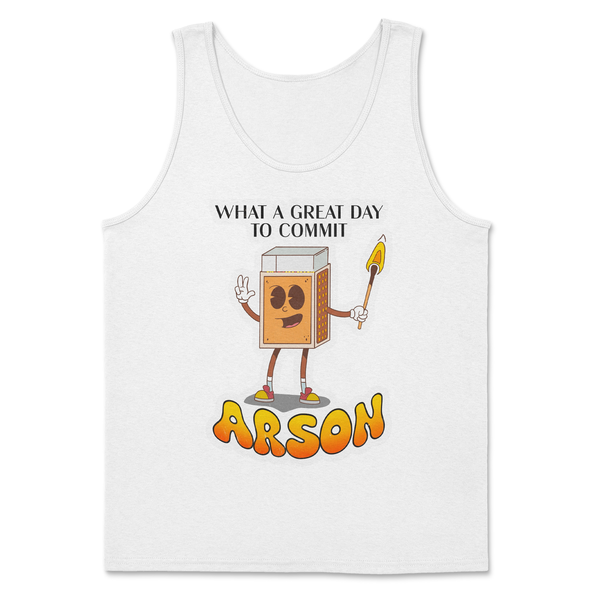 Heavy Blend Tank Top Commit Arson in White