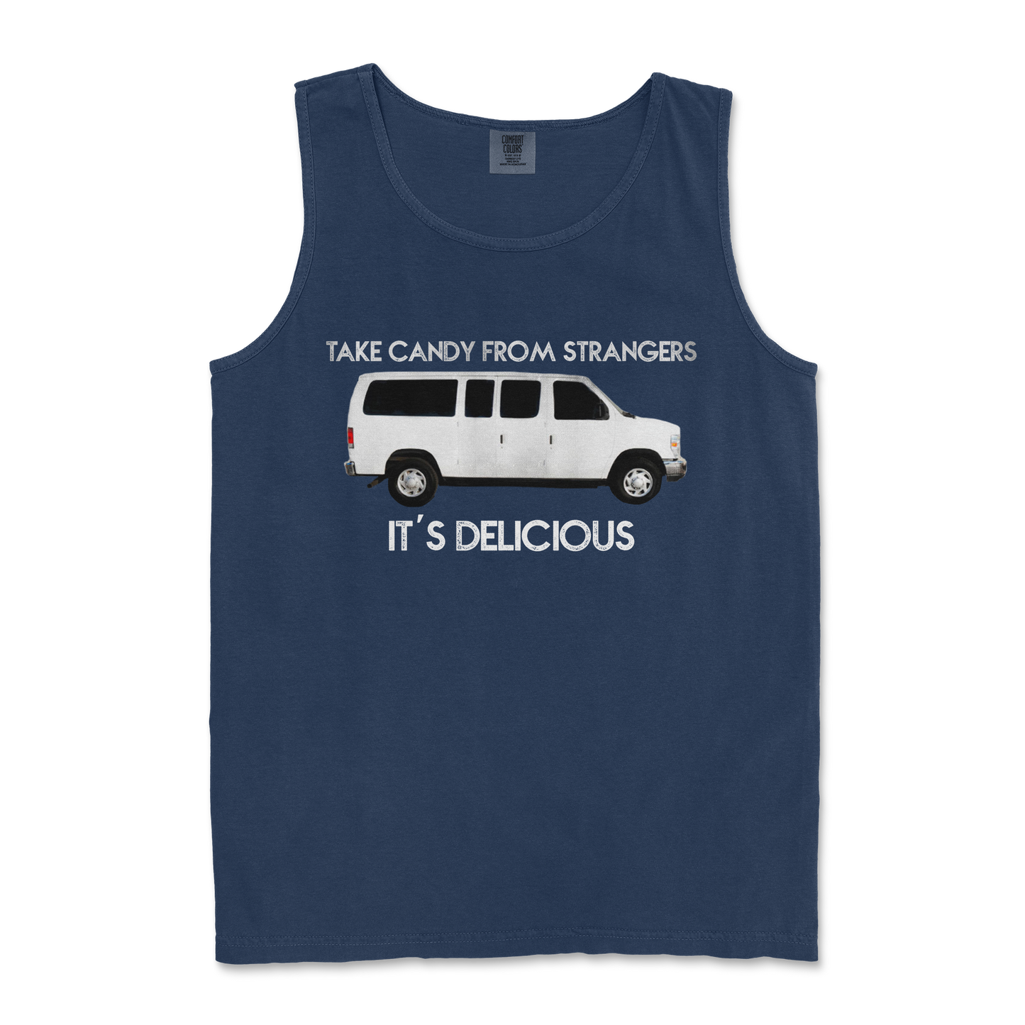 Comfort Colors Tank Top Stranger Danger in TrueNavy