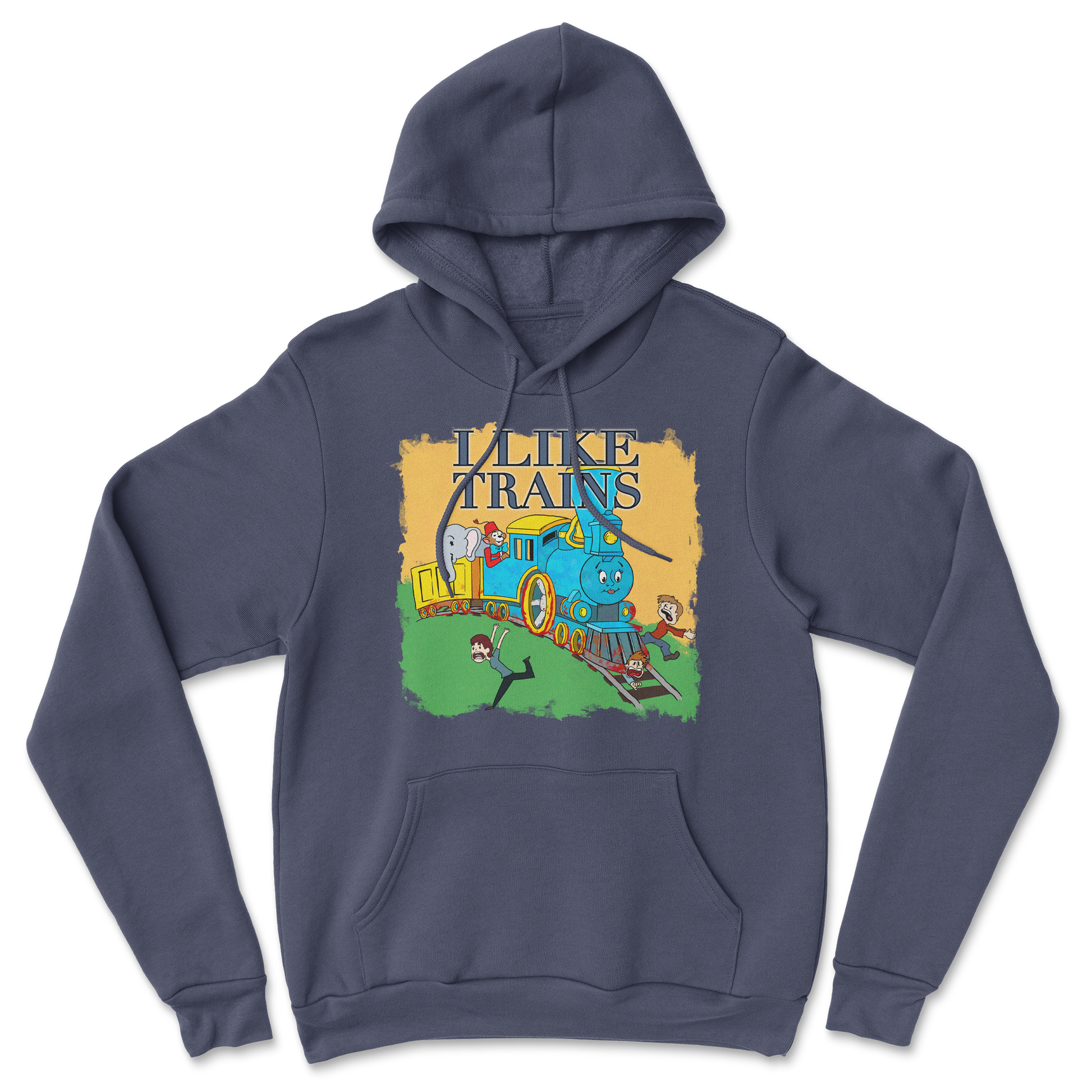 Heavy Blend Hoodie I Like Trains in Navy