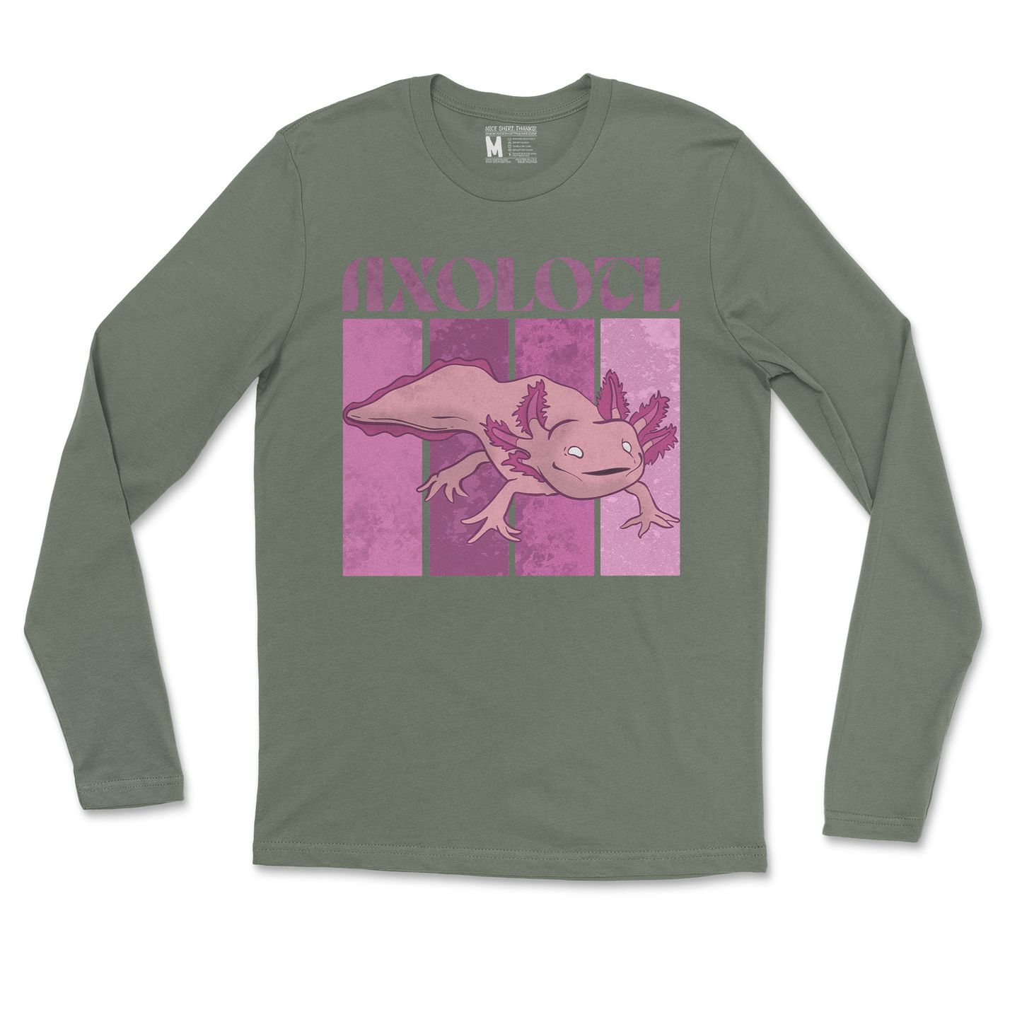 Gildan SoftStyle Long Sleeve Axolotl in Military Green