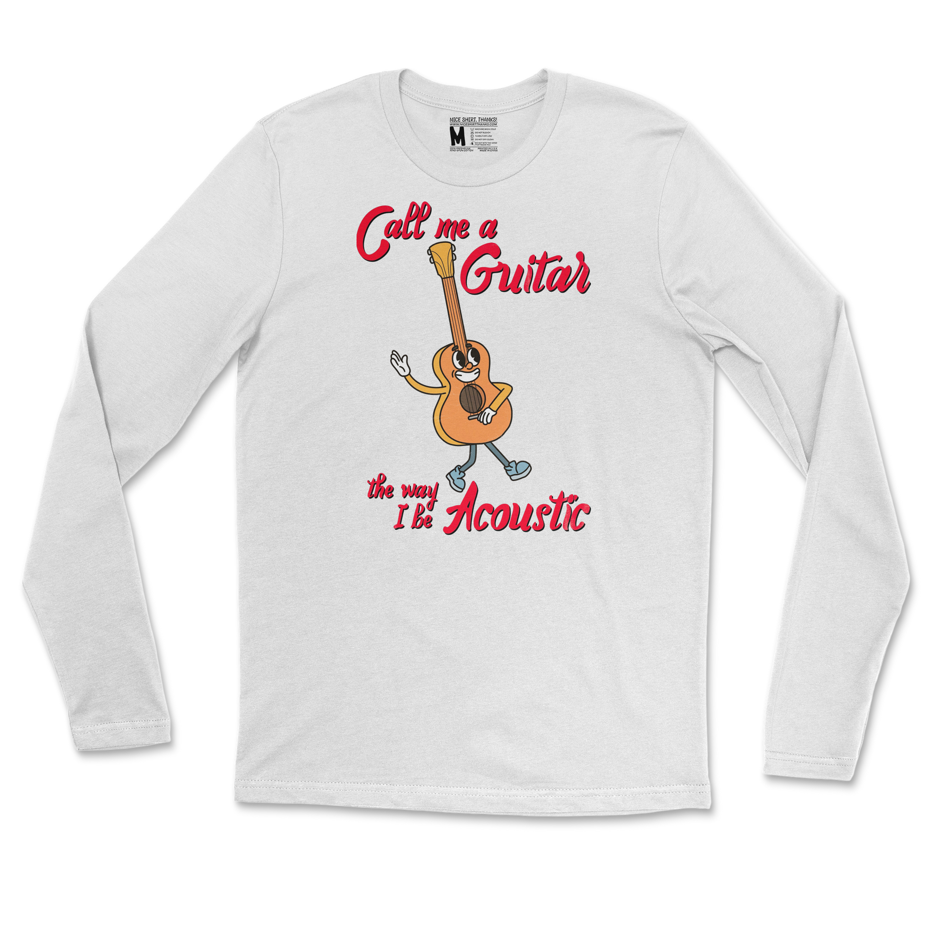 Gildan SoftStyle Long Sleeve I Do Be Acoustic  in White