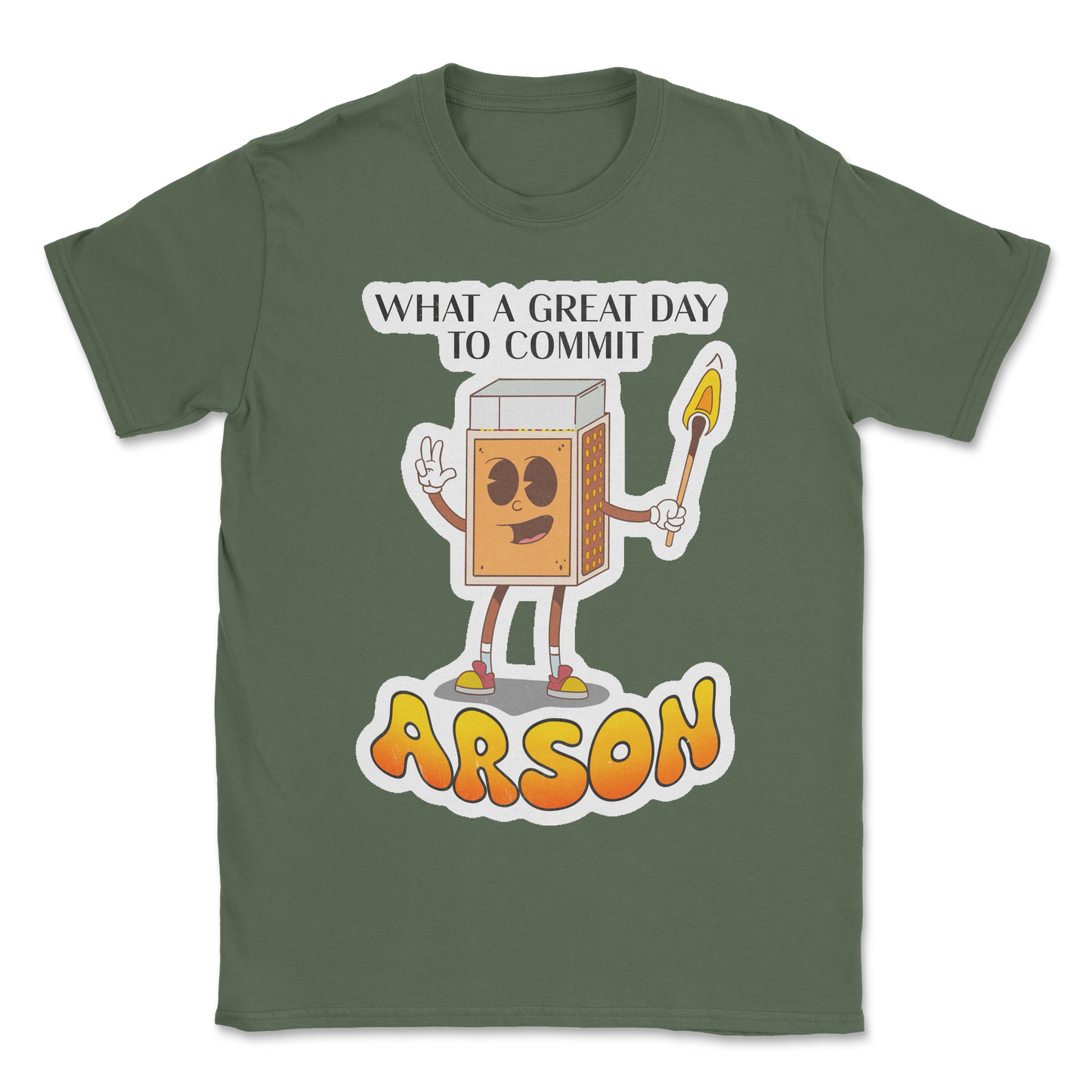 Heavy Blend T-Shirt Commit Arson in Military Green