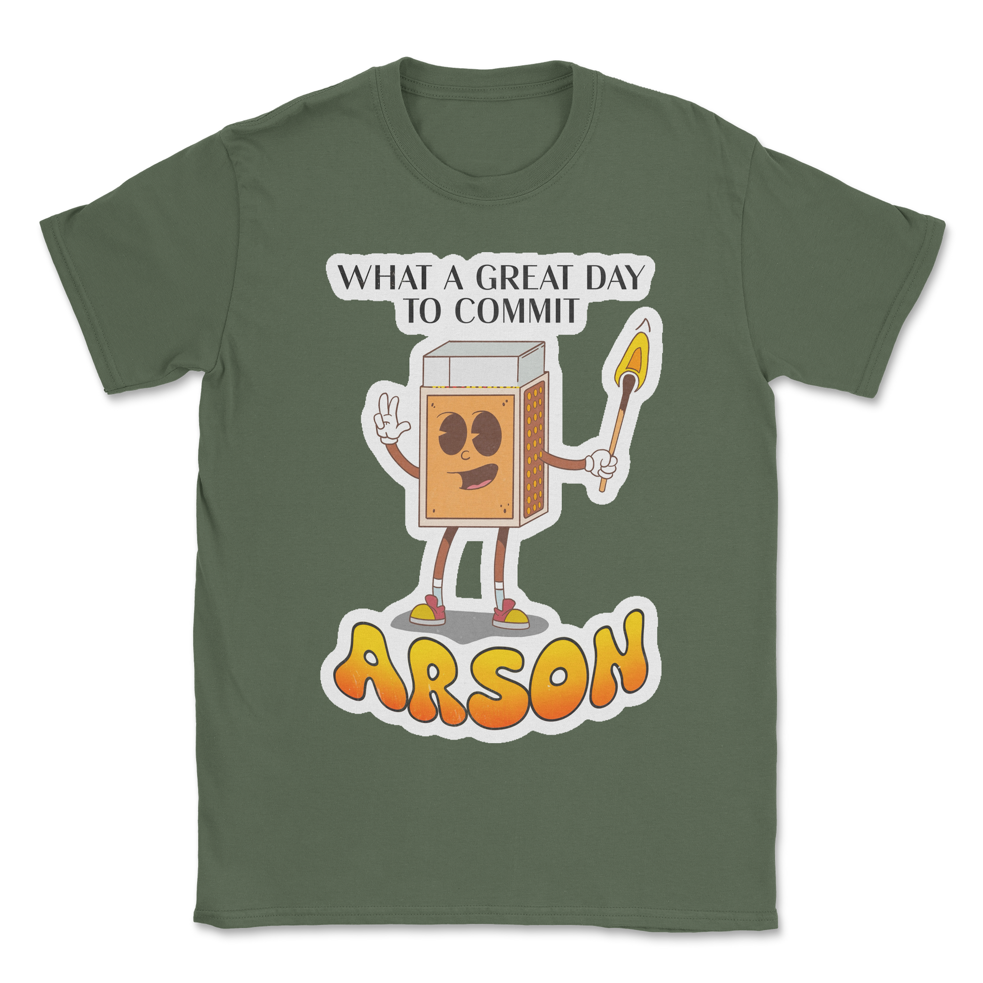 Heavy Blend T-Shirt Commit Arson in Military Green