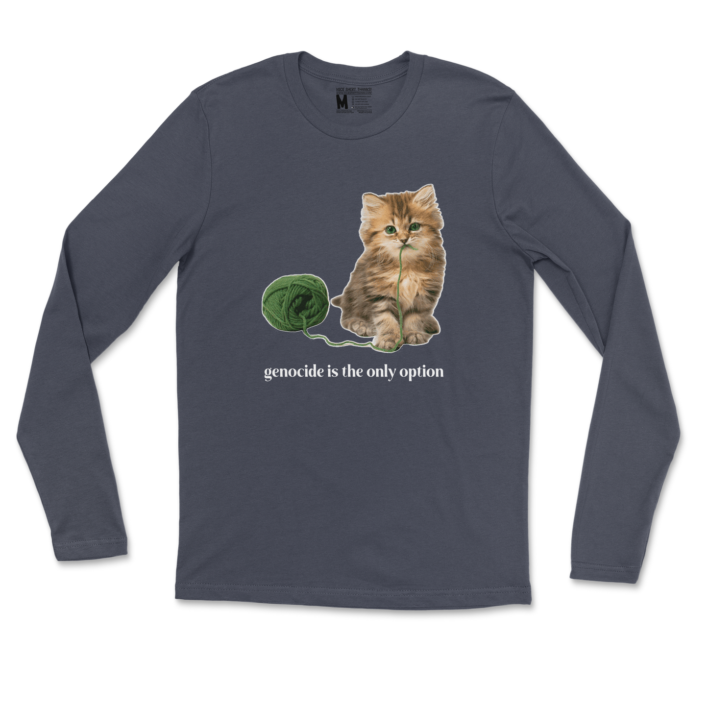 Gildan SoftStyle Long Sleeve Genocide Kitty  in Navy