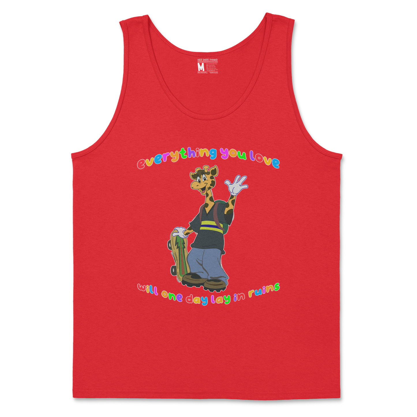 Gildan SoftStyle Tank Top Jerry the Giraffe in Red