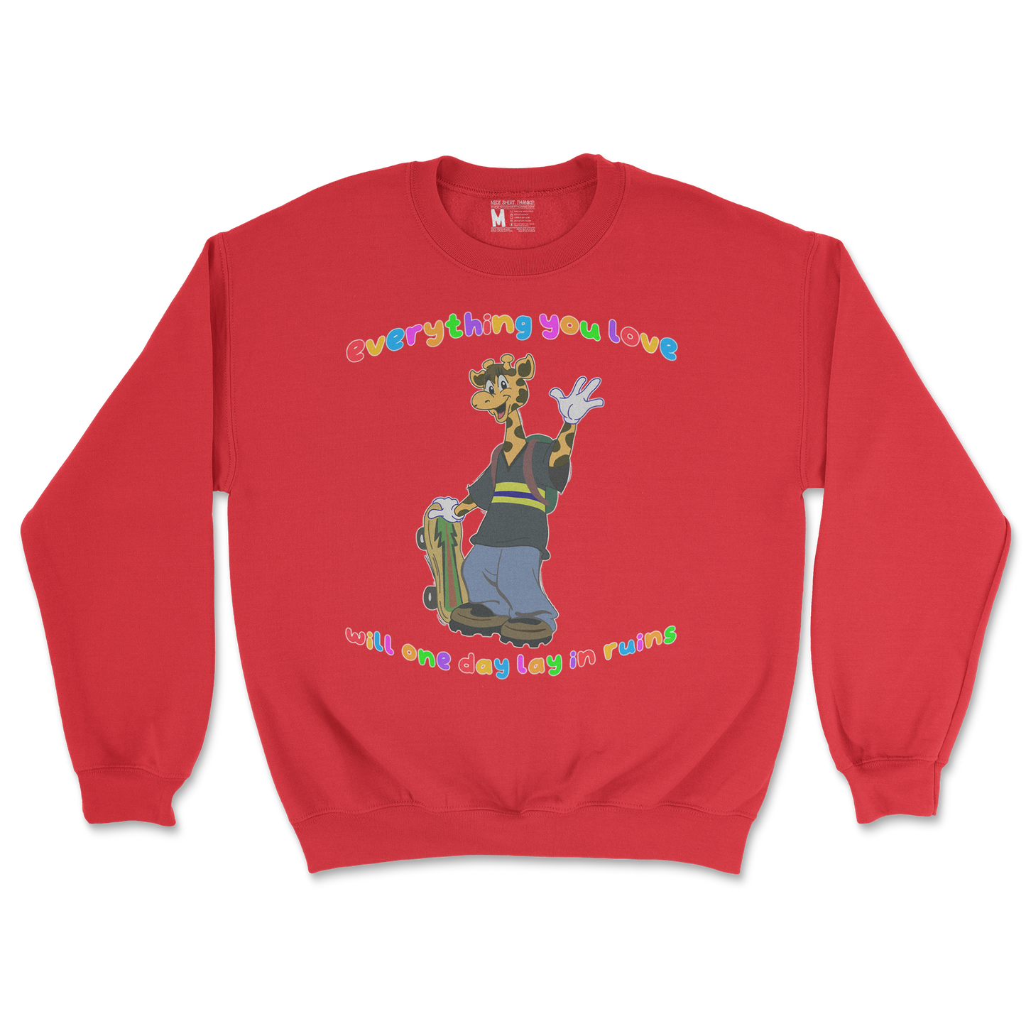 Gildan SoftStyle Crew Neck Jerry the Giraffe in Red