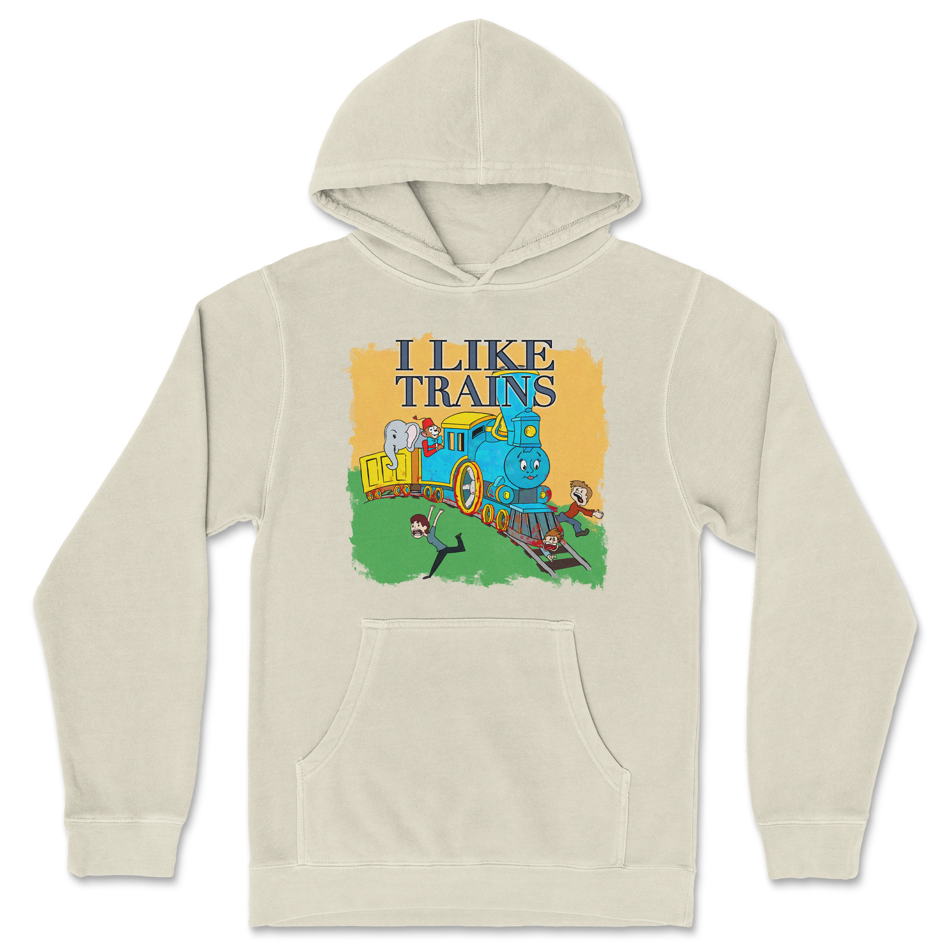 Independent Clothing Co. Hoodie I Like Trains in Ivory