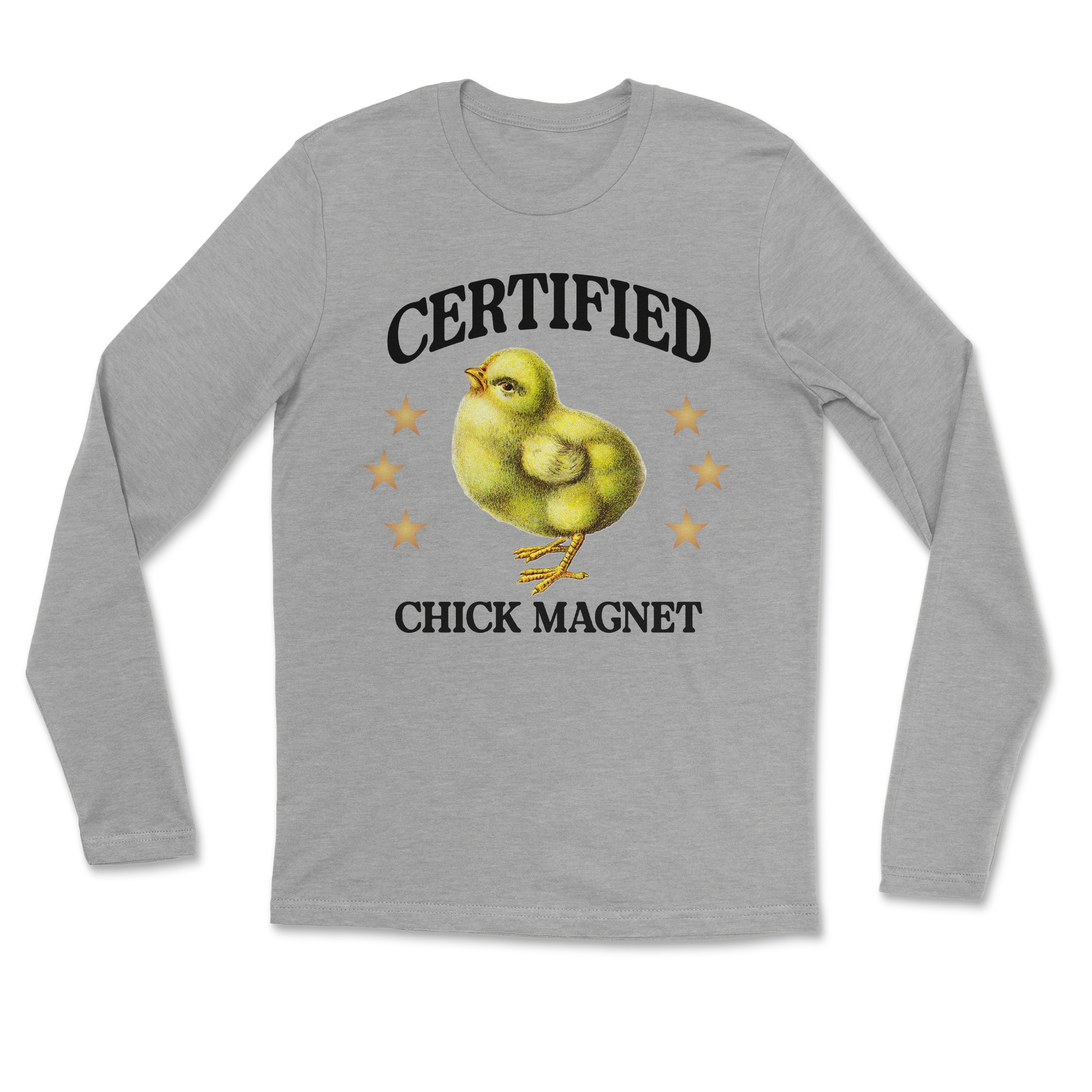 Heavy Blend Long Sleeve Chick Magnet in Grey Heather