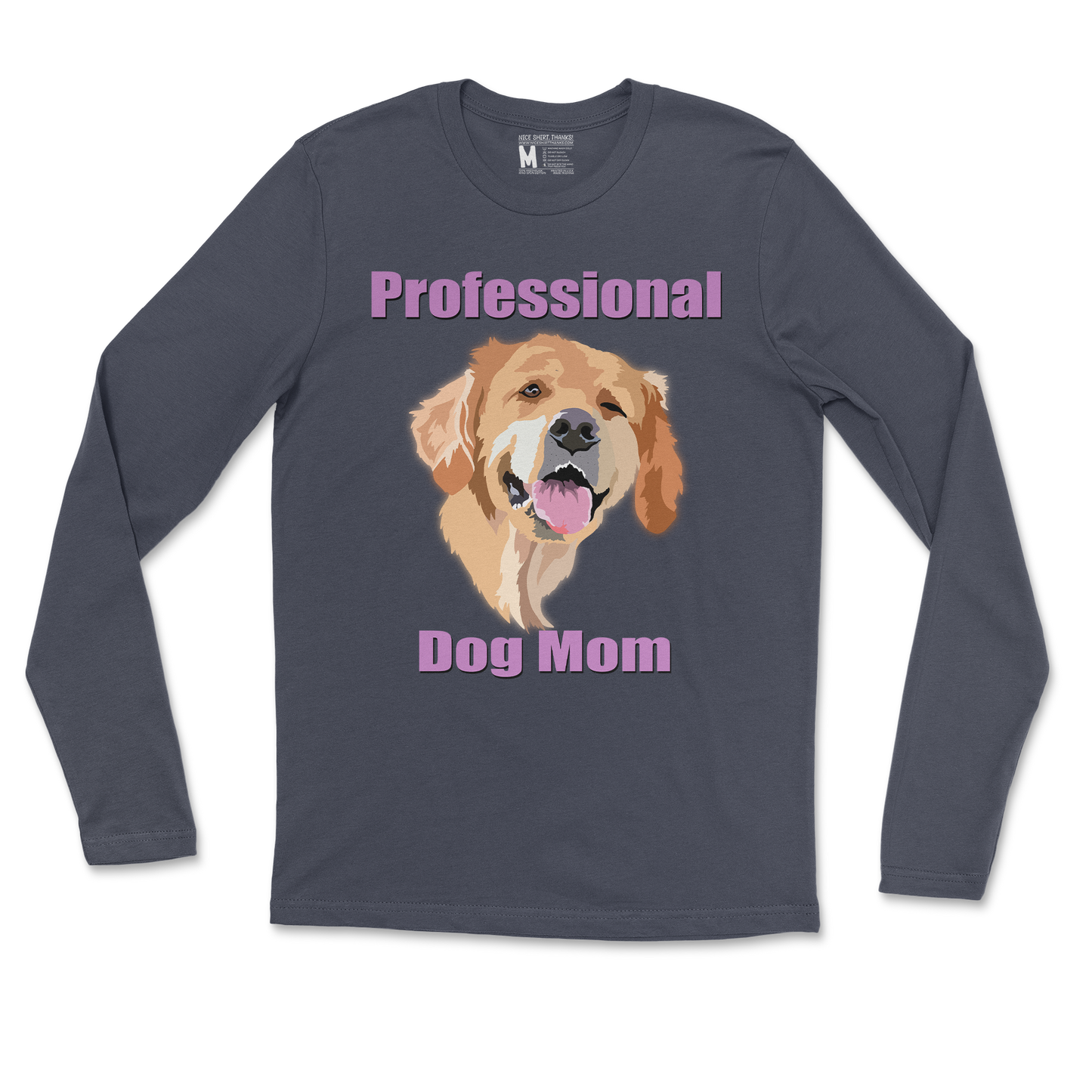 Gildan SoftStyle Long Sleeve Dog Mom in Navy