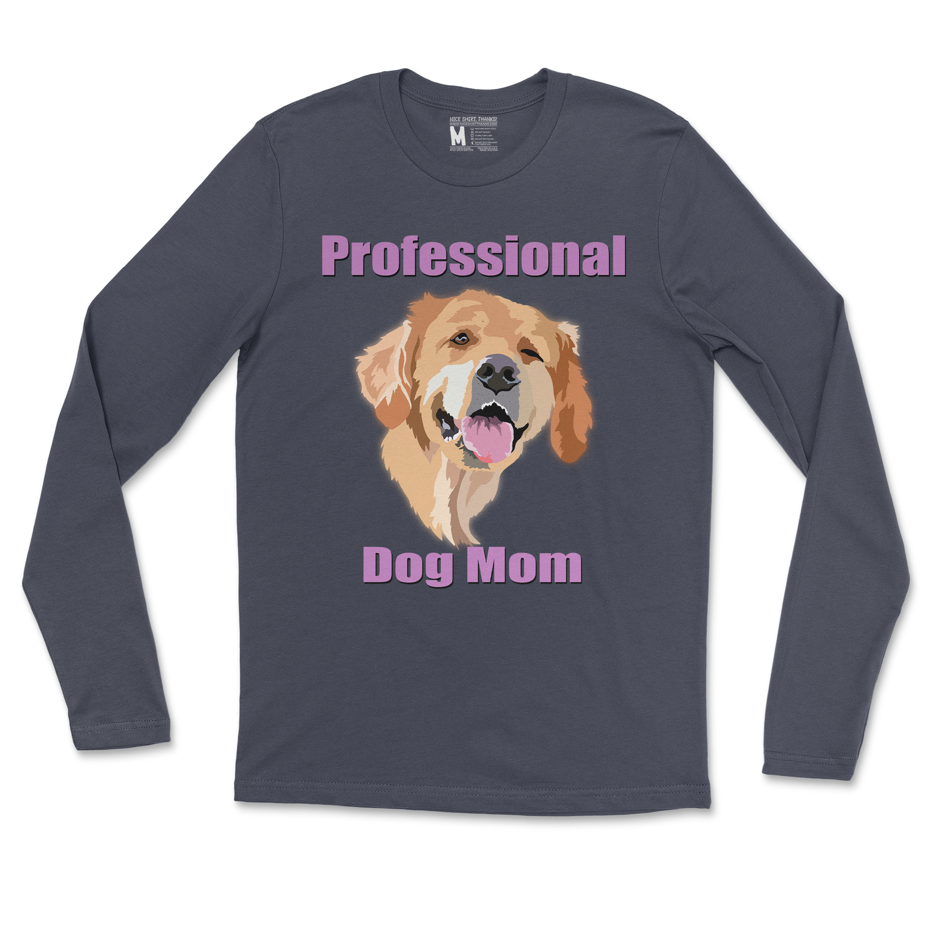 Gildan SoftStyle Long Sleeve Dog Mom in Navy