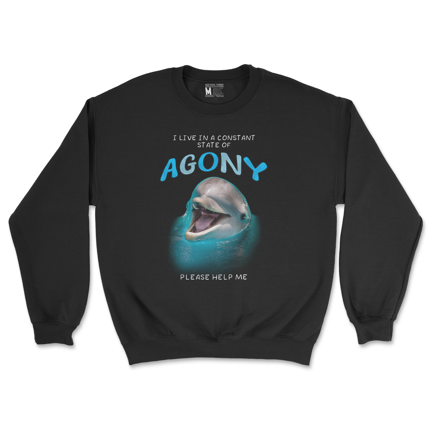 Gildan SoftStyle Crew Neck Agony Dolphin in Black