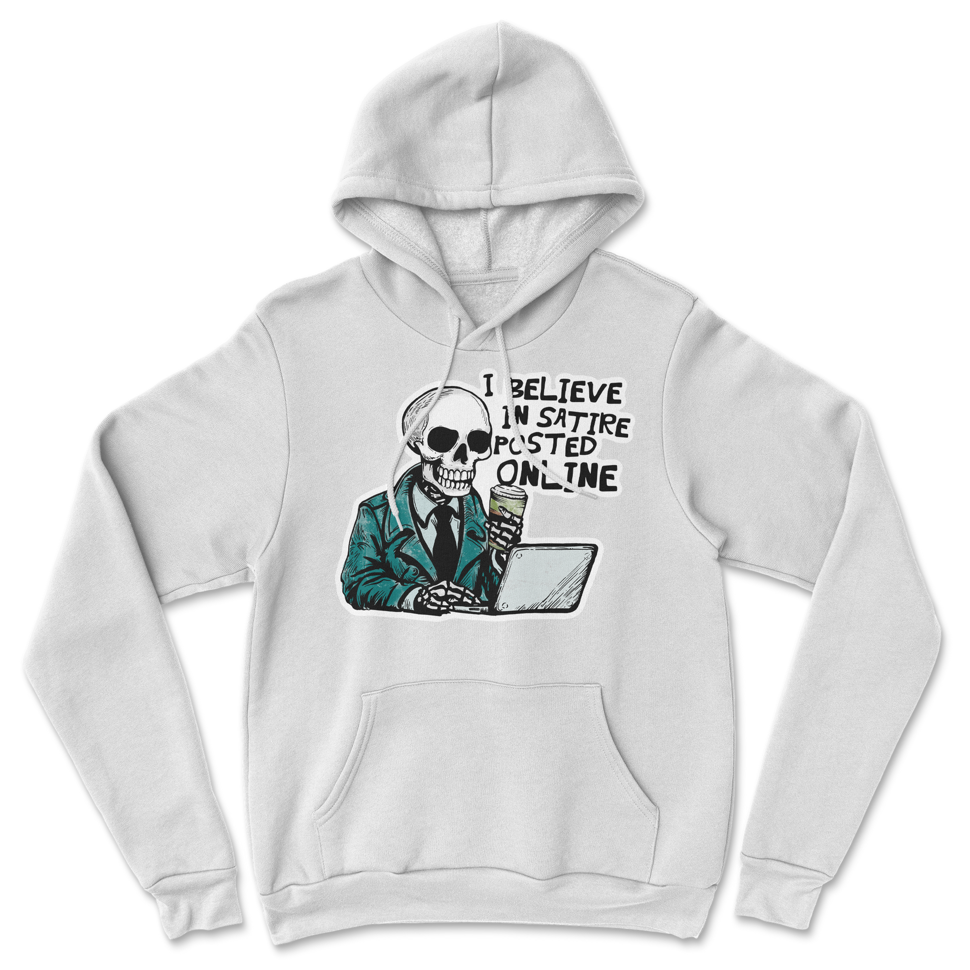 Heavy Blend Hoodie Believe in Satire in White