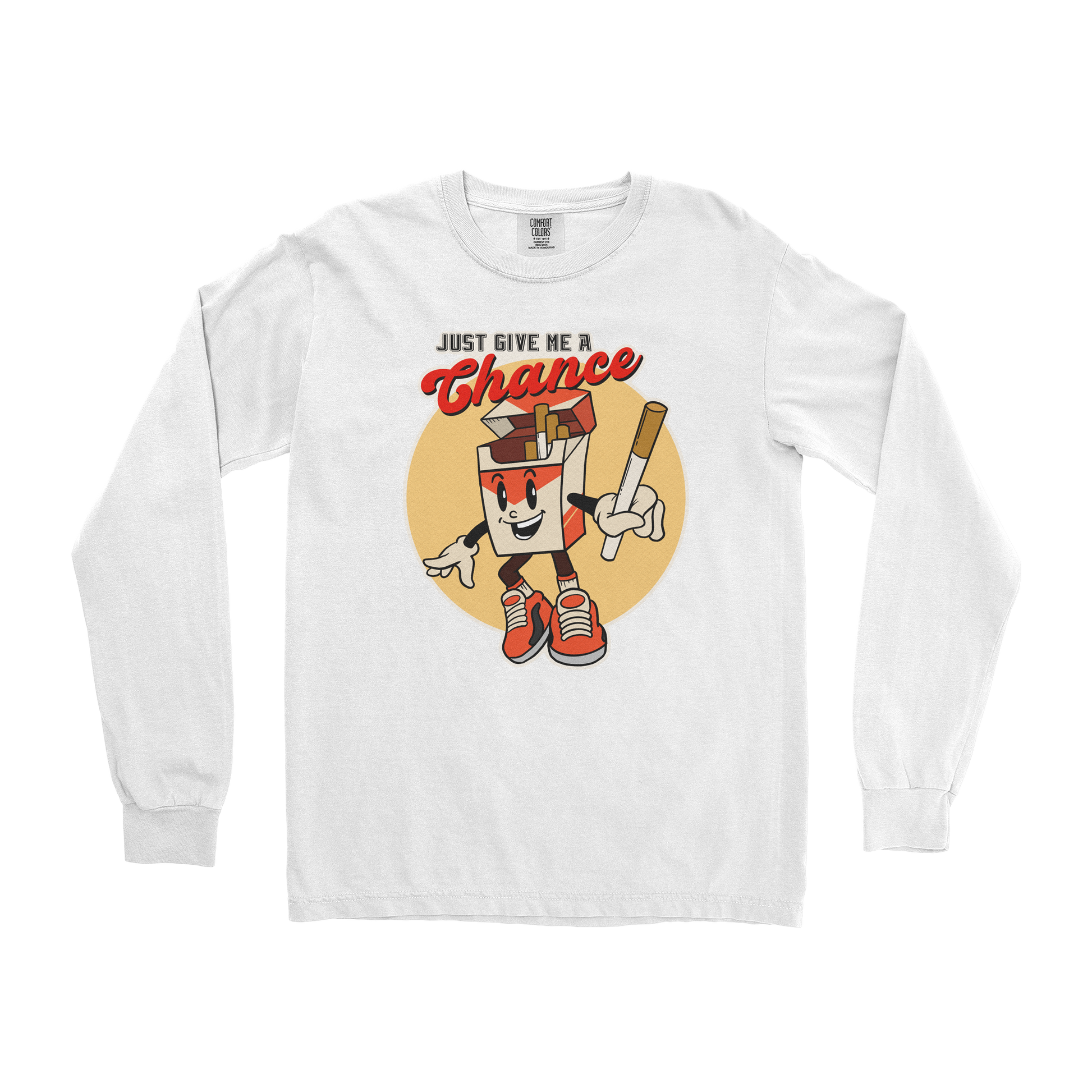 Comfort Colors Long Sleeve Vintage Cigarette in White