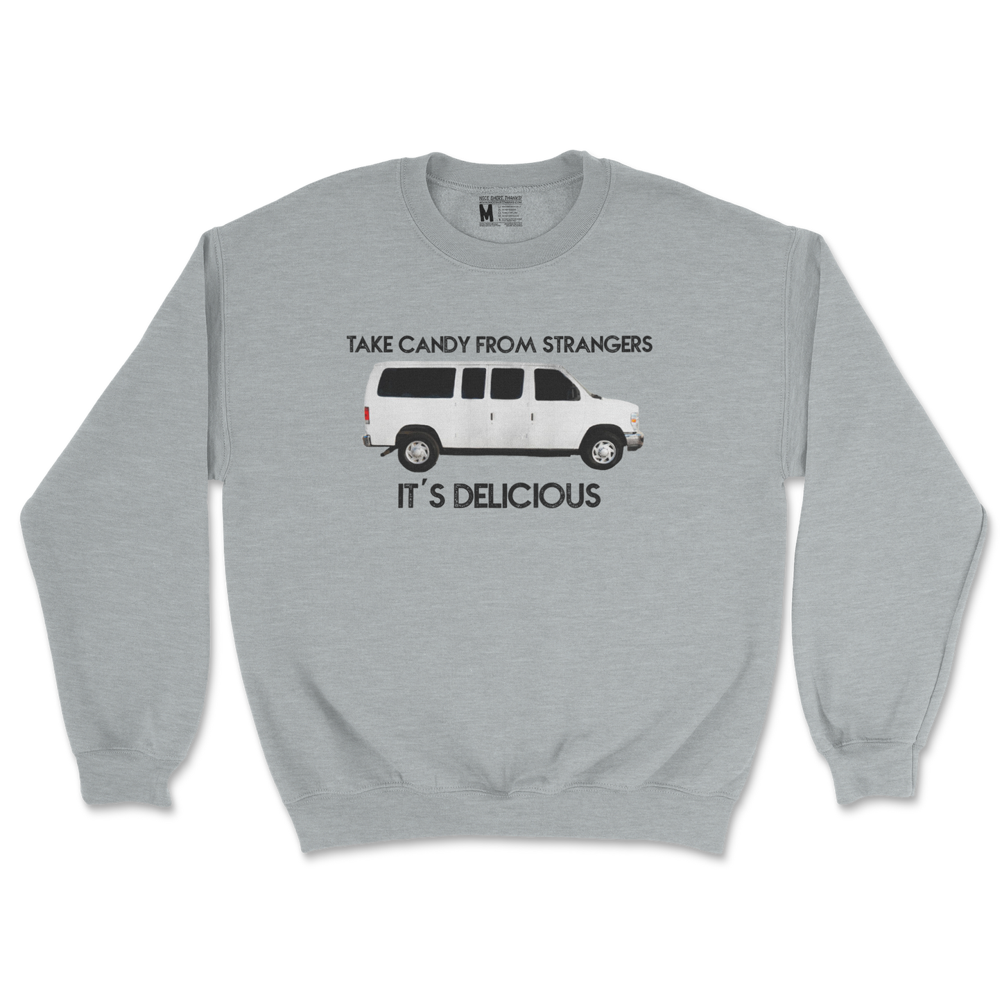 Gildan SoftStyle Crew Neck Stranger Danger in Sports Grey