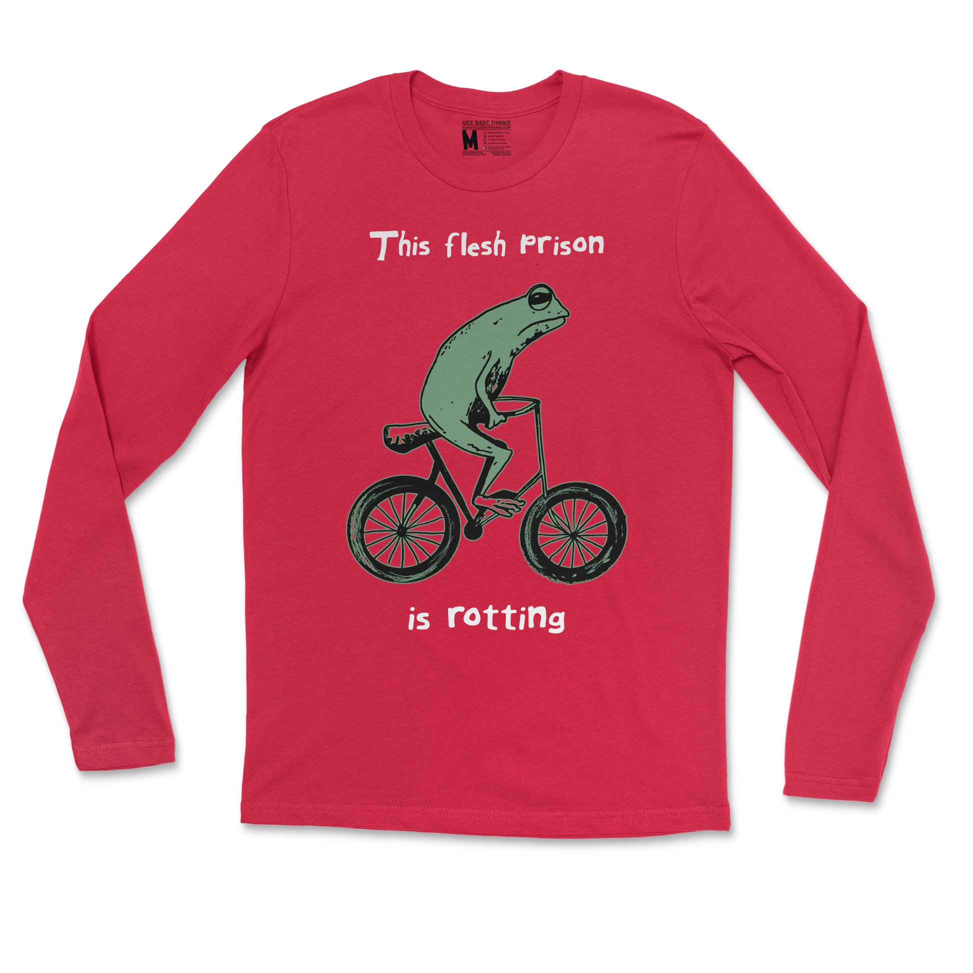 Gildan SoftStyle Long Sleeve Flesh Prison  in Red