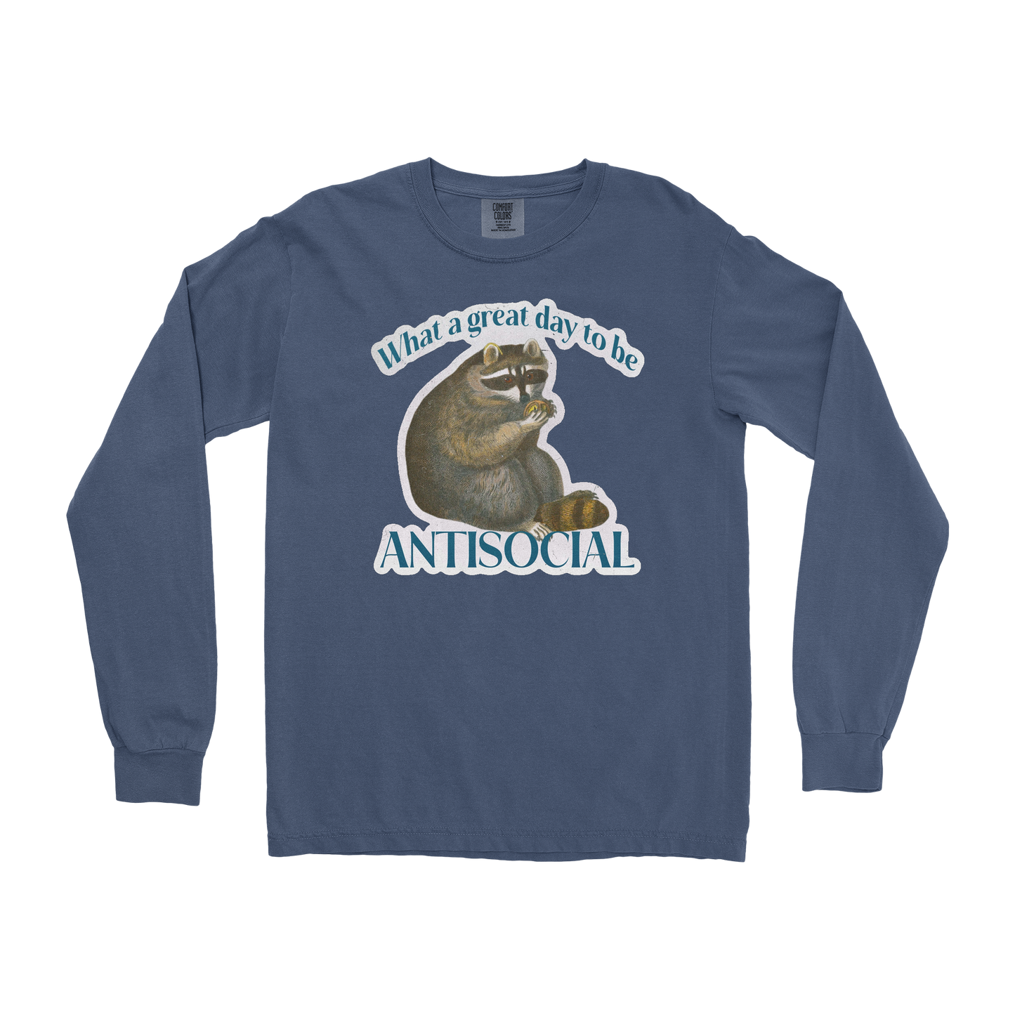 Comfort Colors Long Sleeve Antisocial in Midnight