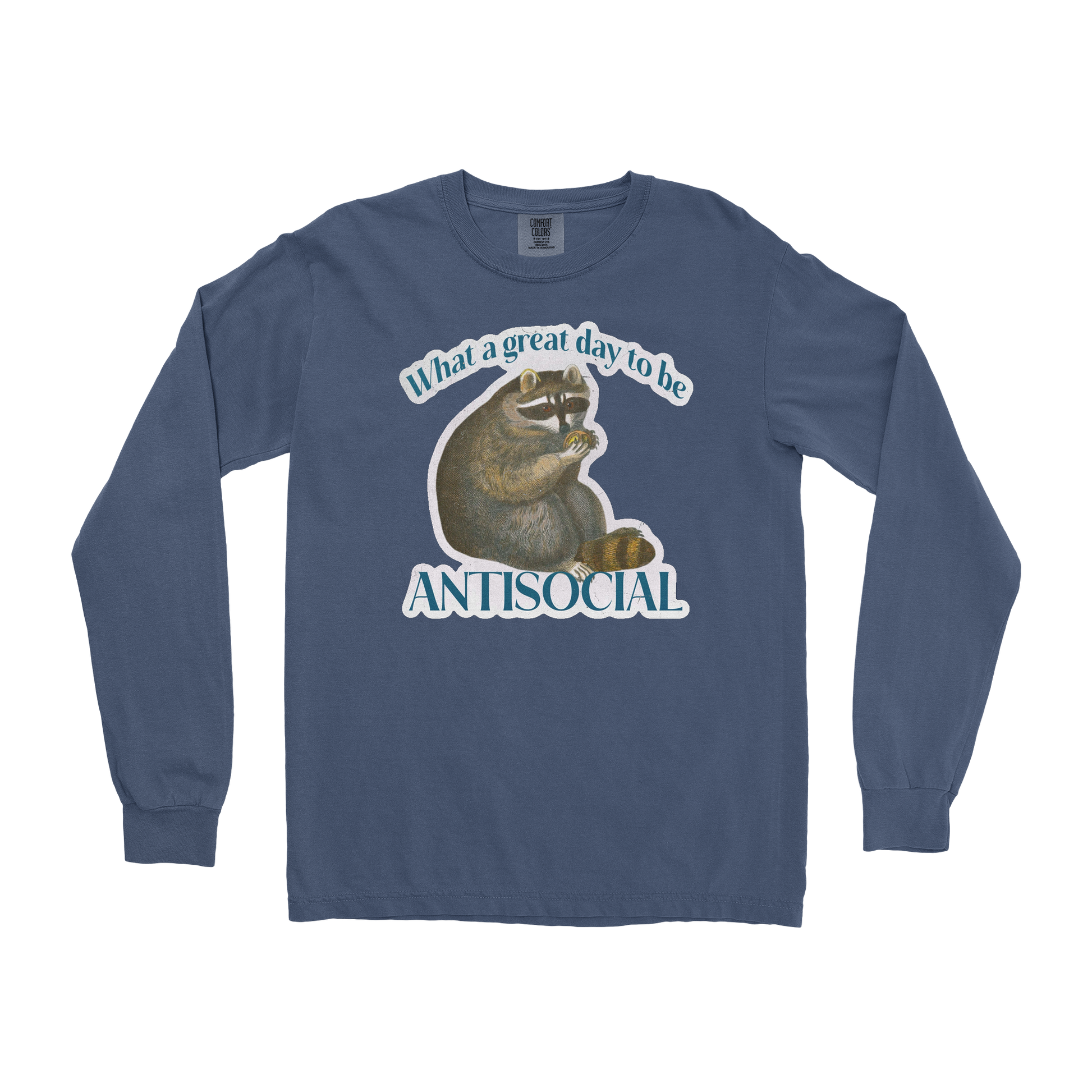 Comfort Colors Long Sleeve Antisocial in Midnight