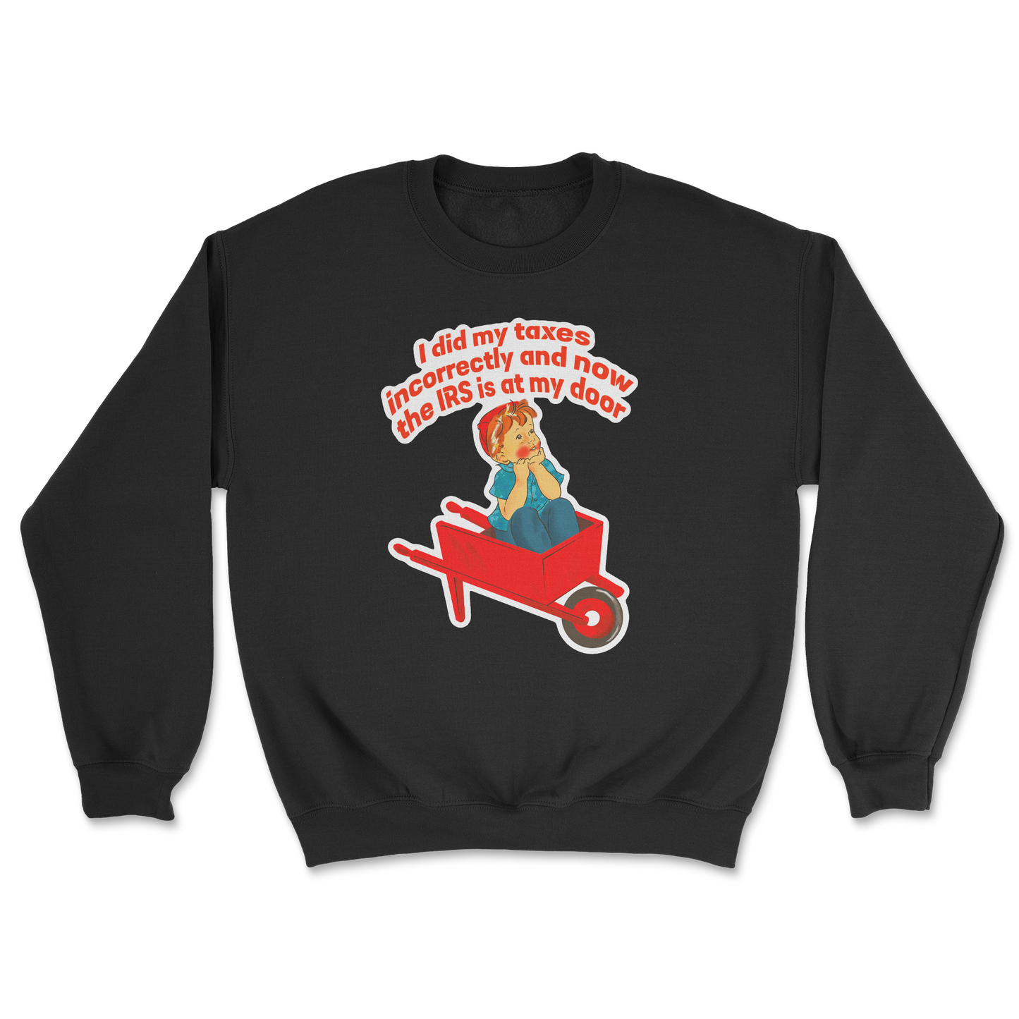 Heavy Blend Crew Neck Here Comes the IRS in Black