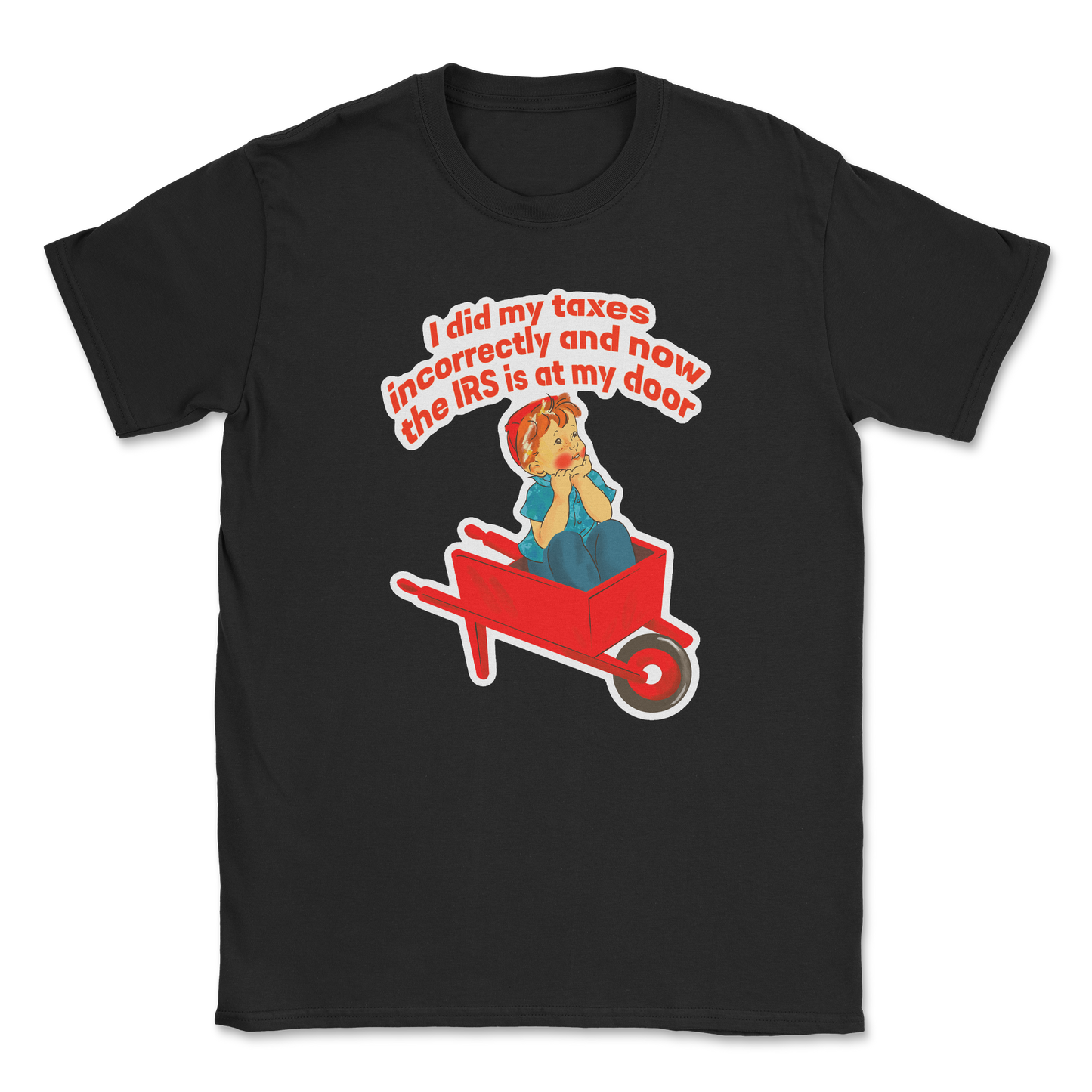 Heavy Blend T-Shirt Here Comes the IRS in Black