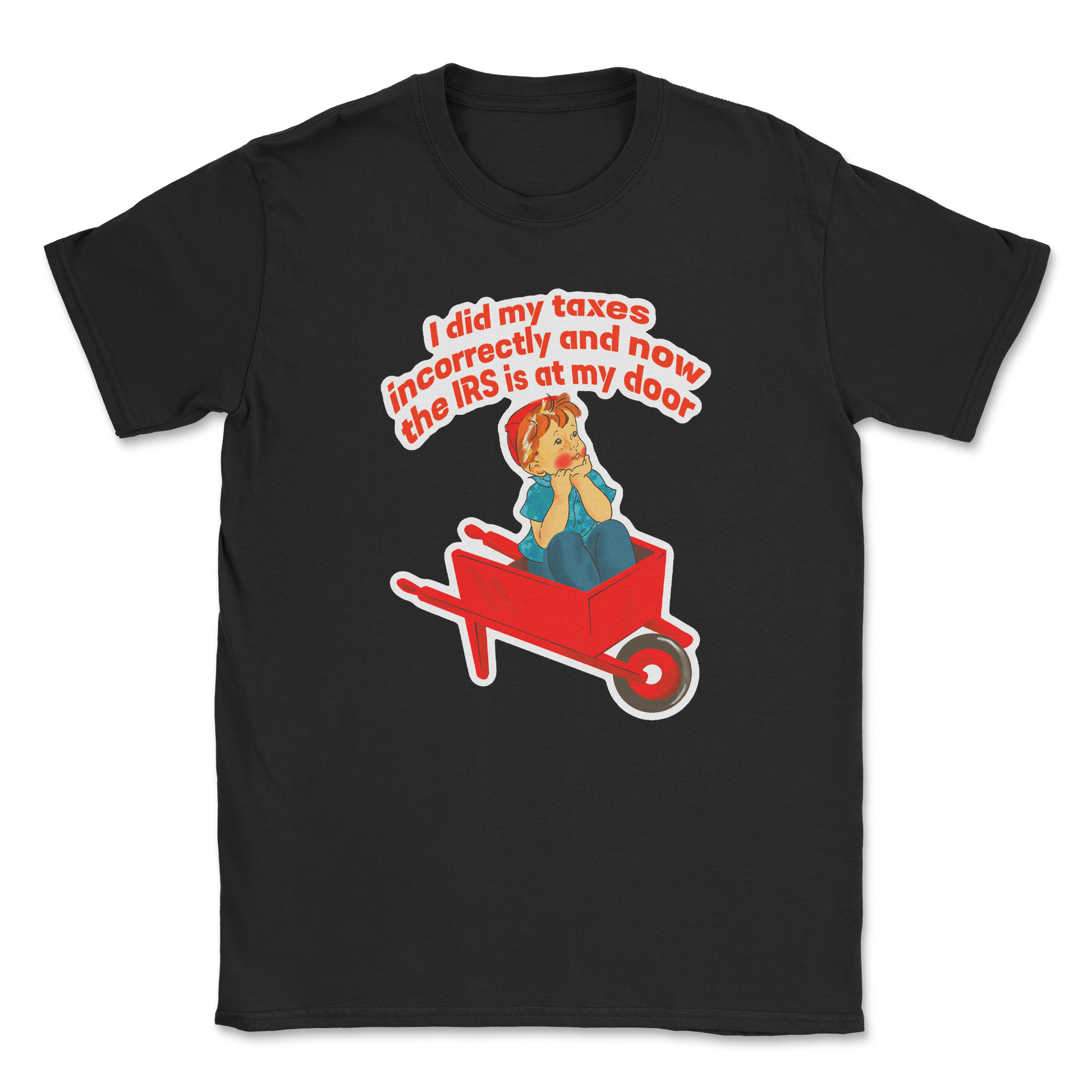 Heavy Blend T-Shirt Here Comes the IRS in Black