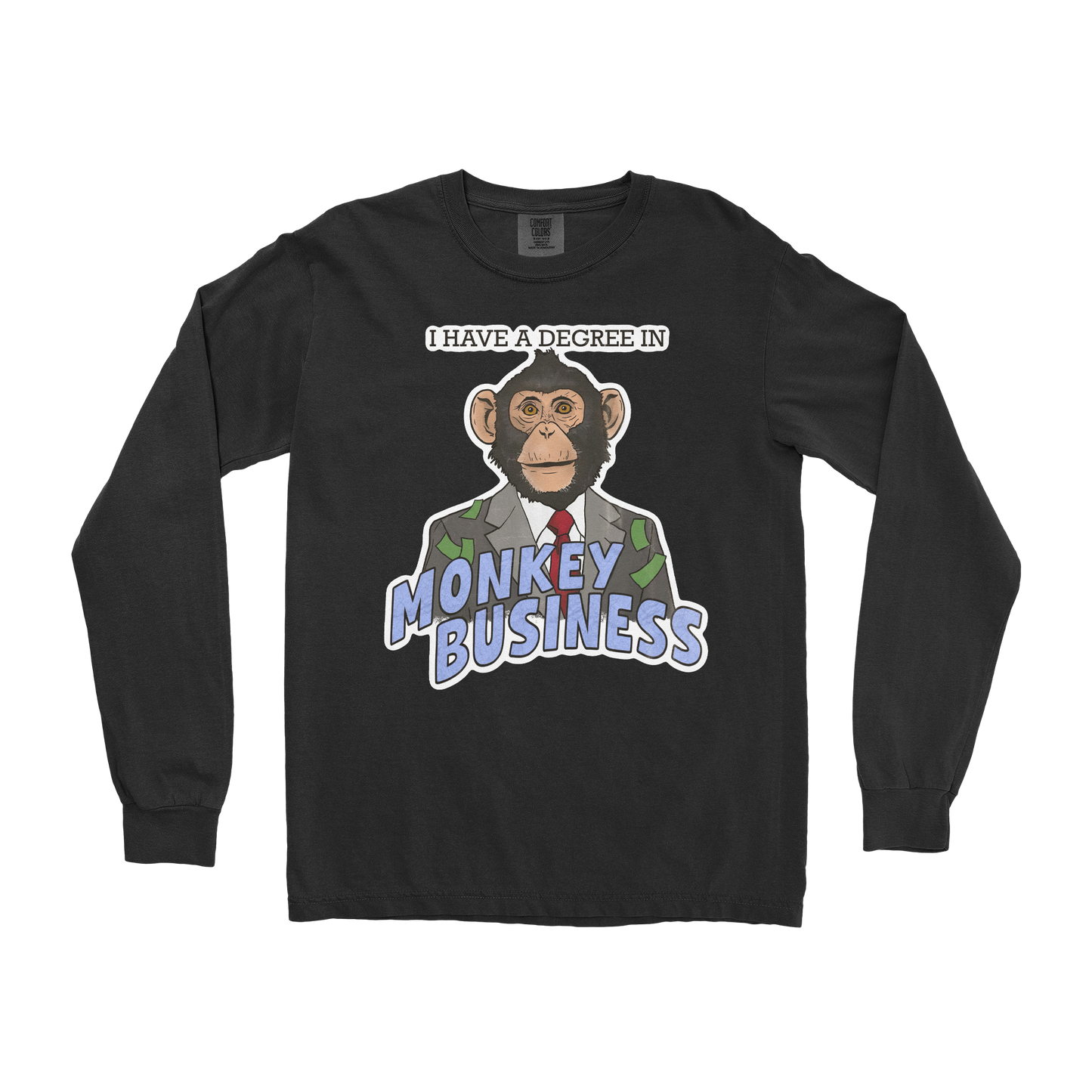 Comfort Colors Long Sleeve Monkey Business in Black