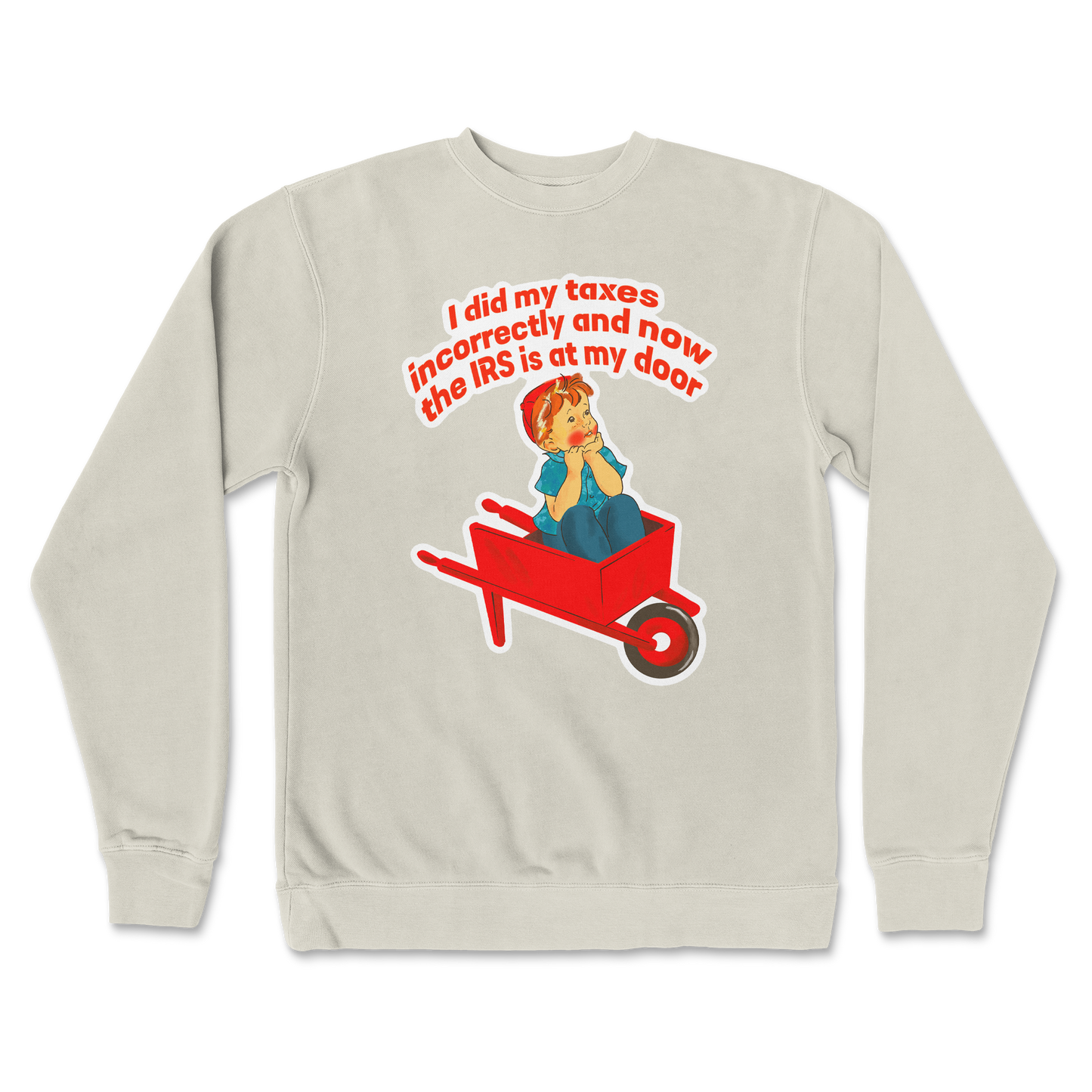 Independent Clothing Co. Crew Neck Here Comes the IRS in Bone
