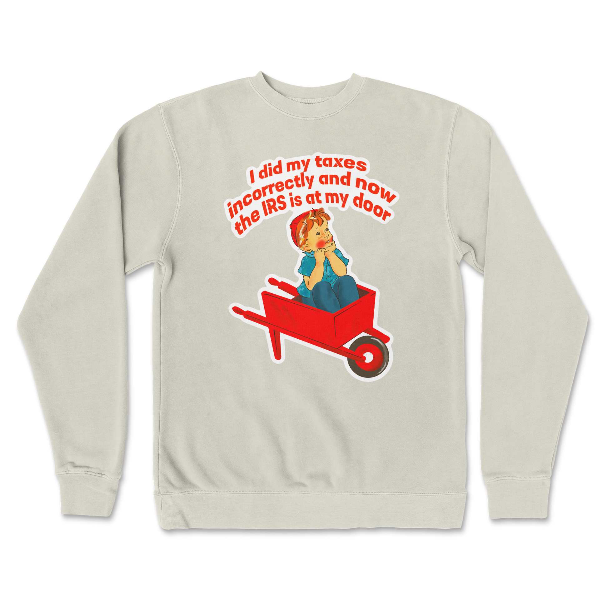 Independent Clothing Co. Crew Neck Here Comes the IRS in Bone