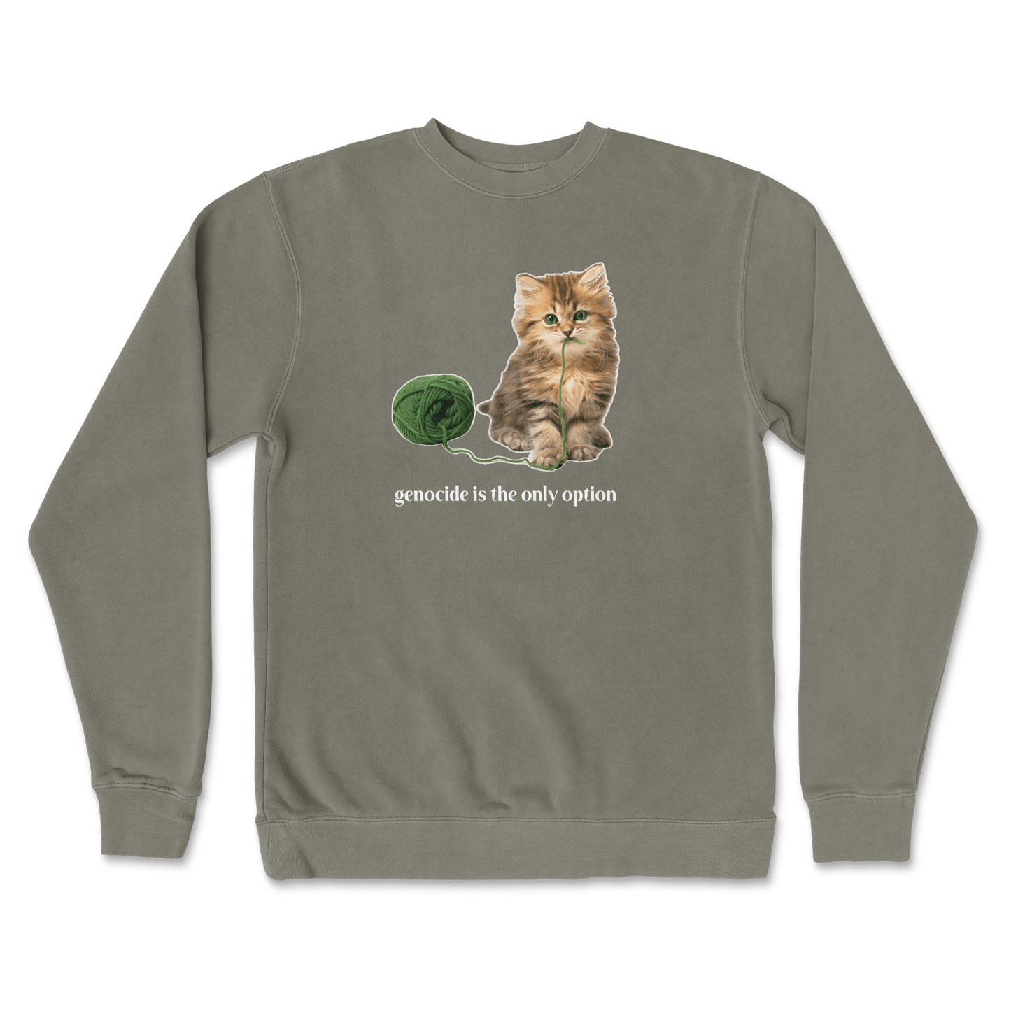 Independent Clothing Co. Crew Neck Genocide Kitty  in Army