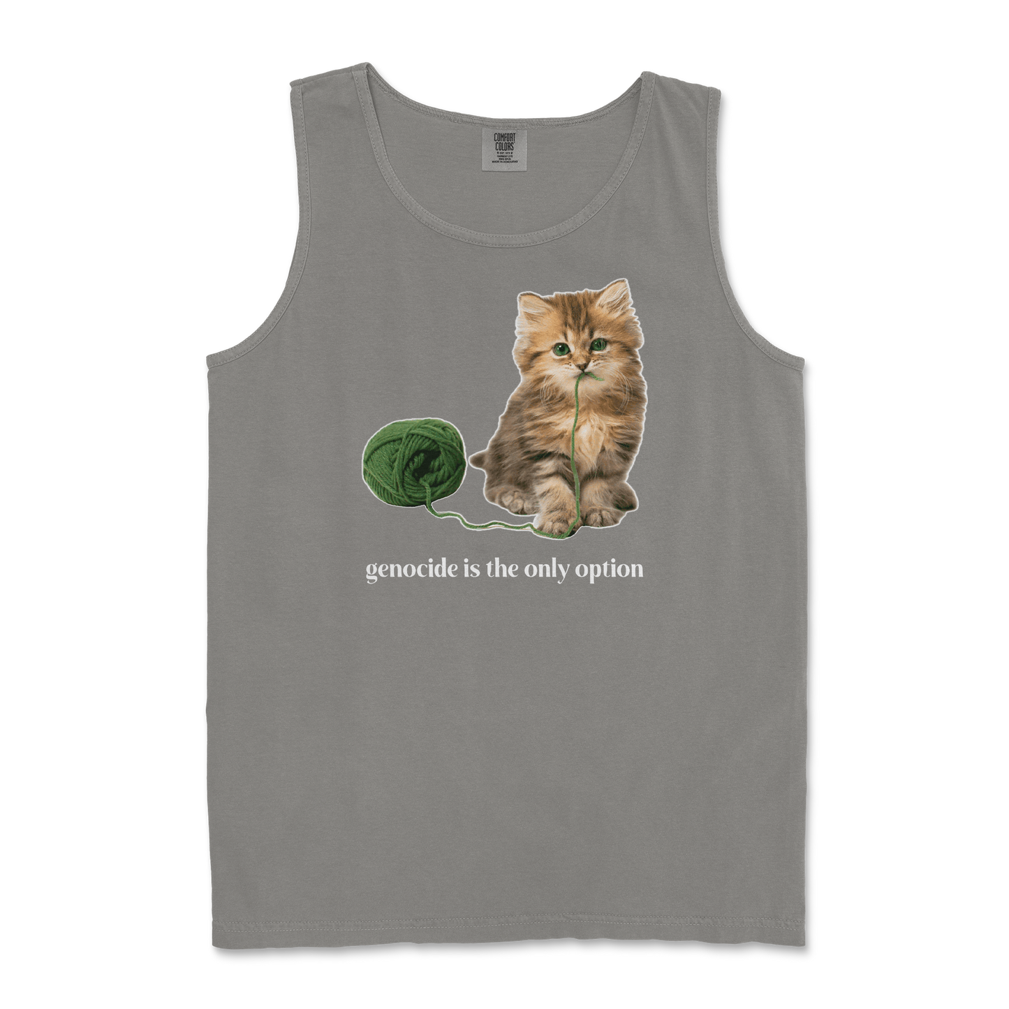 Comfort Colors Tank Top Genocide Kitty  in Grey