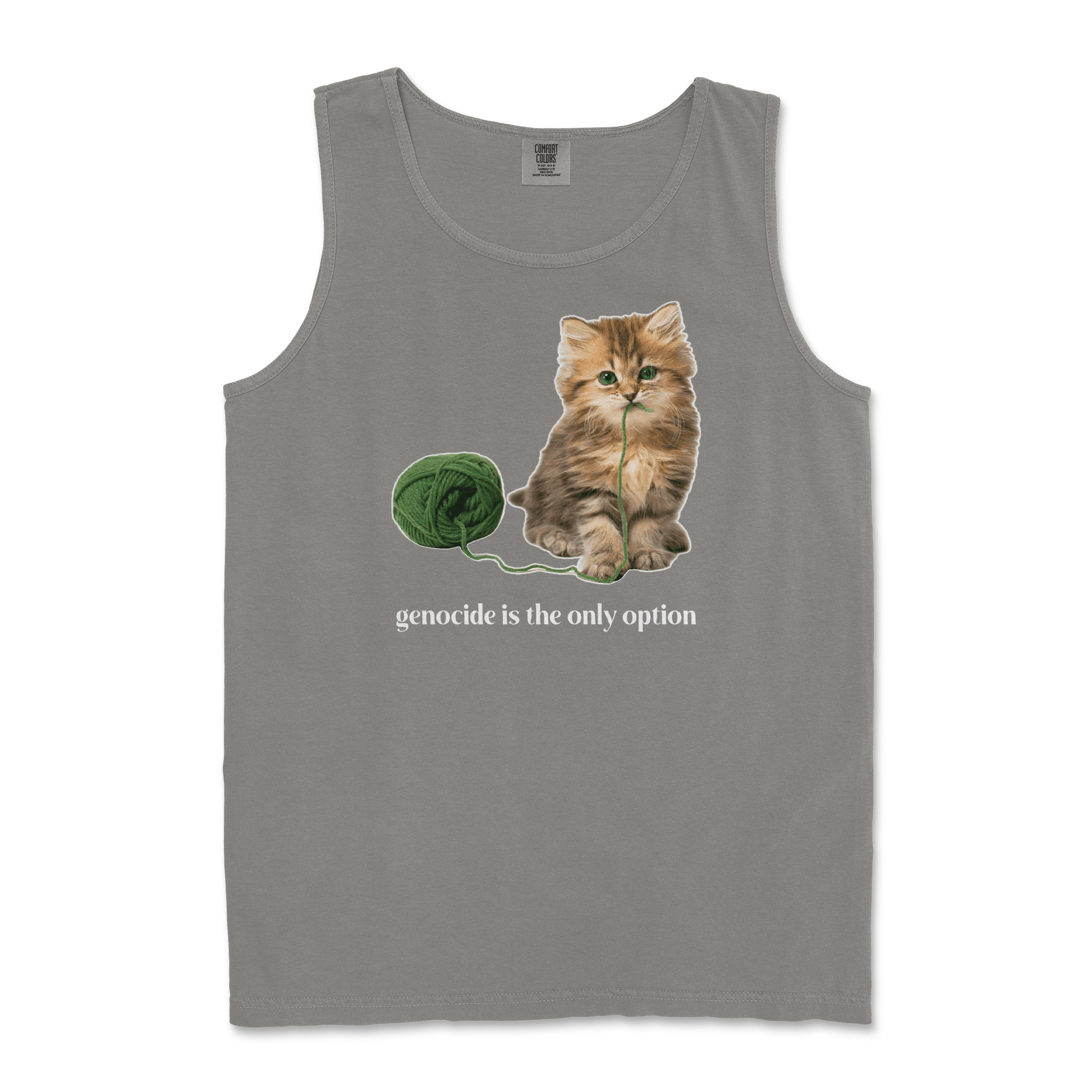 Comfort Colors Tank Top Genocide Kitty  in Grey