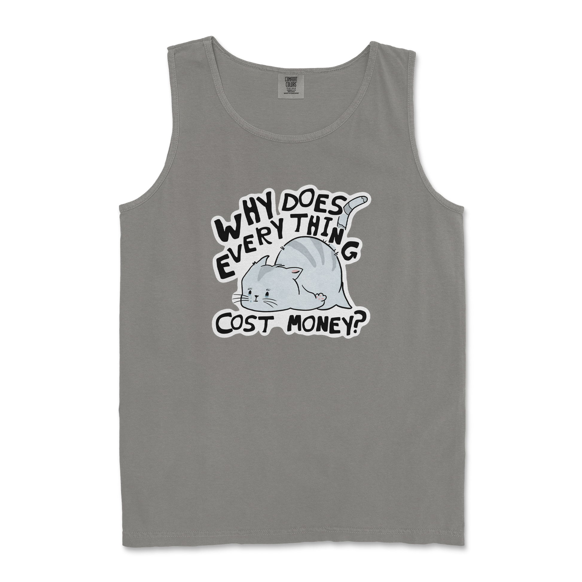Comfort Colors Tank Top Broke Cat in Grey