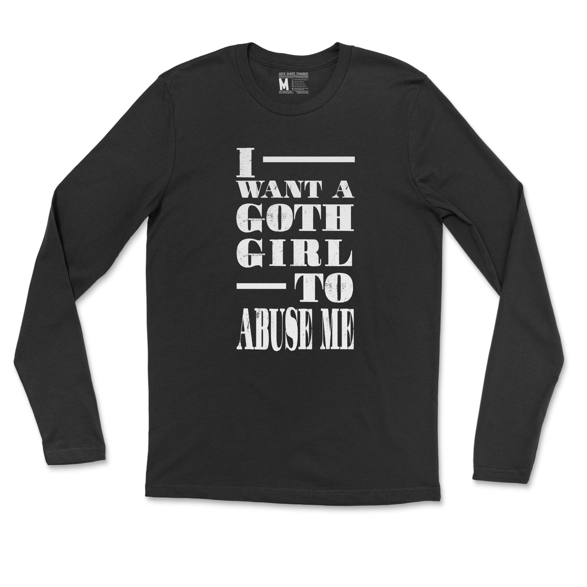 Gildan SoftStyle Long Sleeve I Want A Goth GF in Black