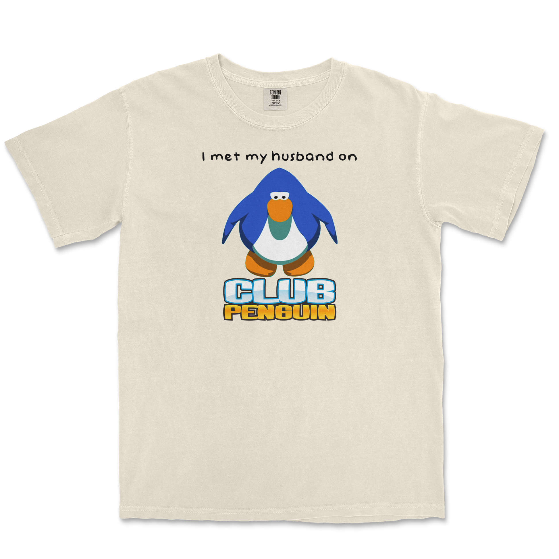 Comfort Colors T-Shirt Club Penguin Husband  in Ivory