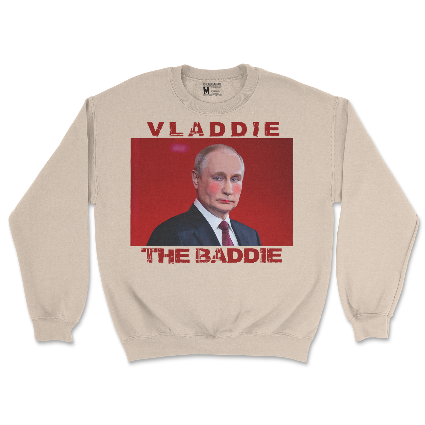 Gildan SoftStyle Crew Neck Vladdie The Baddie in Sand