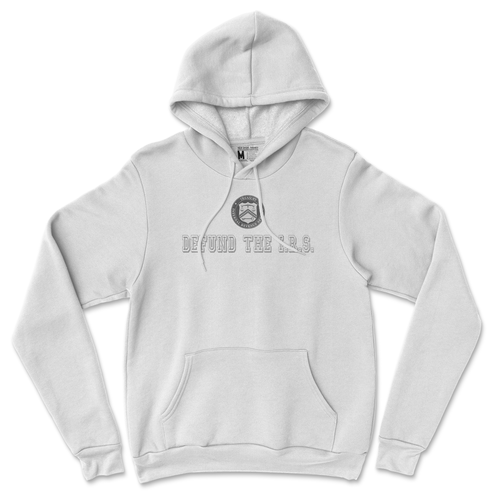 Gildan SoftStyle Hoodie Defund The I.R.S. in White
