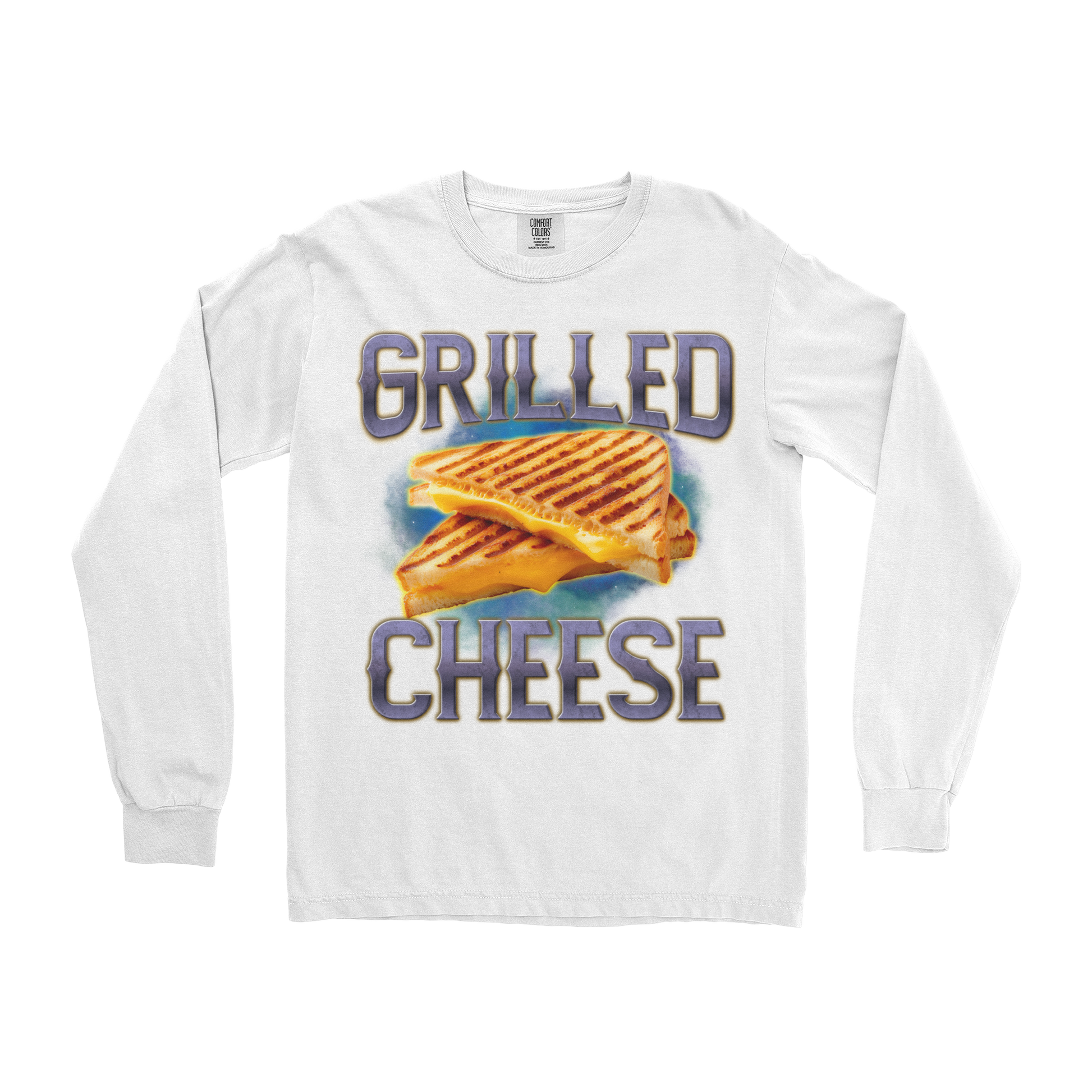 Comfort Colors Long Sleeve Grilled Cheese  in White