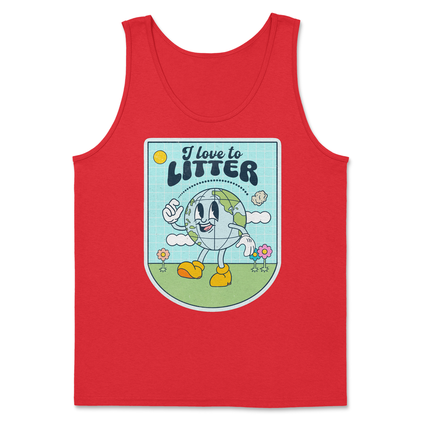 Heavy Blend Tank Top Earth Day in Red